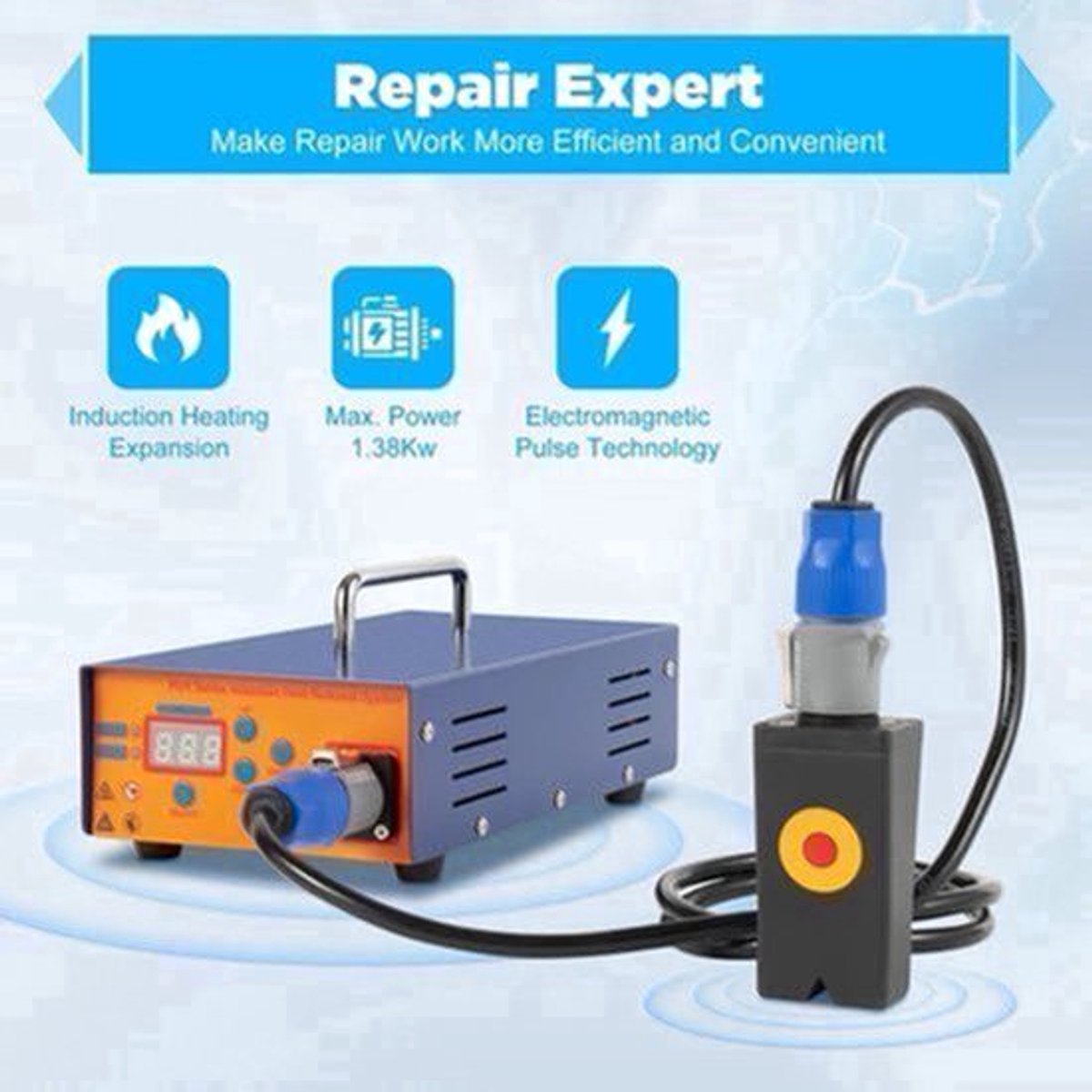 Deukhersteller Auto – Deukverwijderaar – Inductieverwarmer – Reparatietool – Lakschadevrij – 1,38 kW Vermogen – Digitale Bediening
