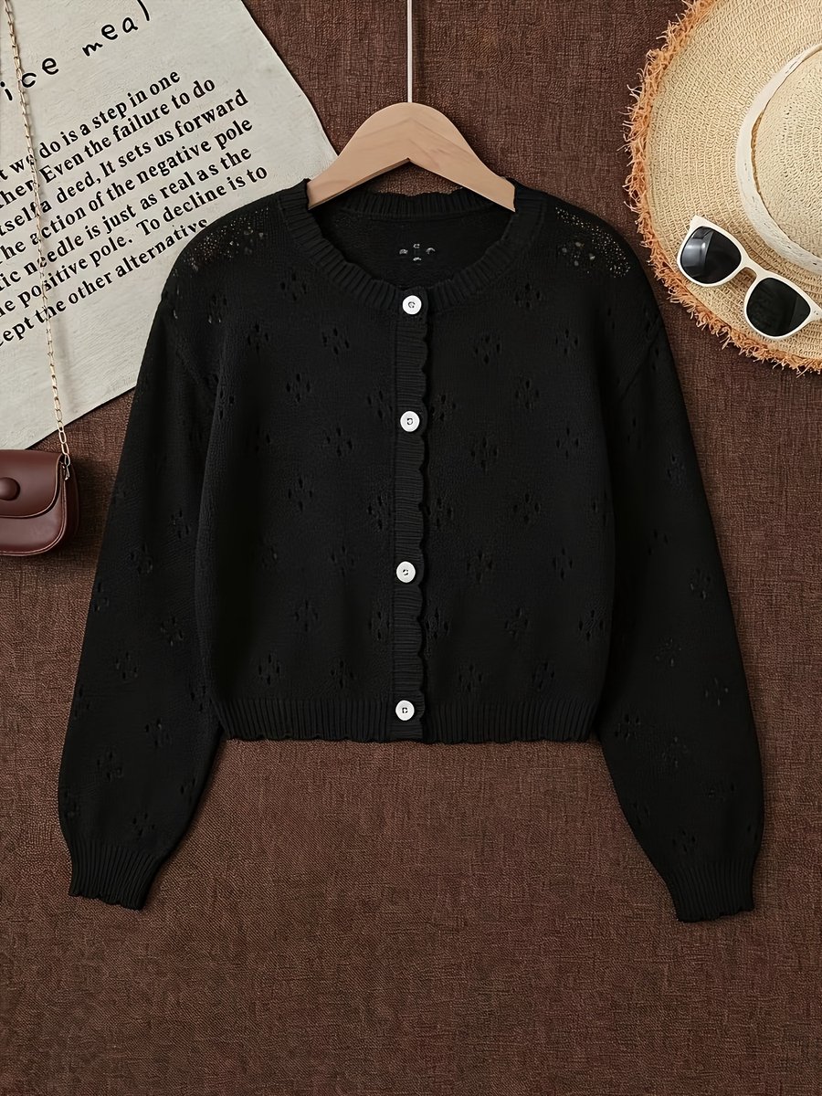 Currero Cardigan Meisjes Vest Meisje Met Knopen Kinderen Warm Gebreid Vest Long 11-12 Jaar Roze