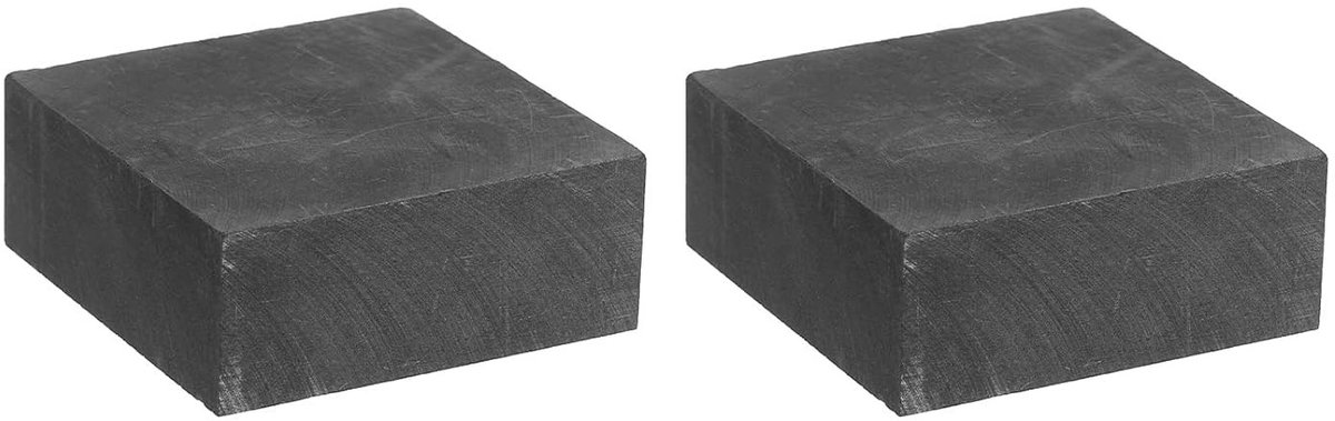 2 Stuks Grafiet Blok, Rechthoekig, Elektrode Plaat, 50 x 50 x 20 mm, Voor Smeltgieten, Elektrolyse en Galvaniseren