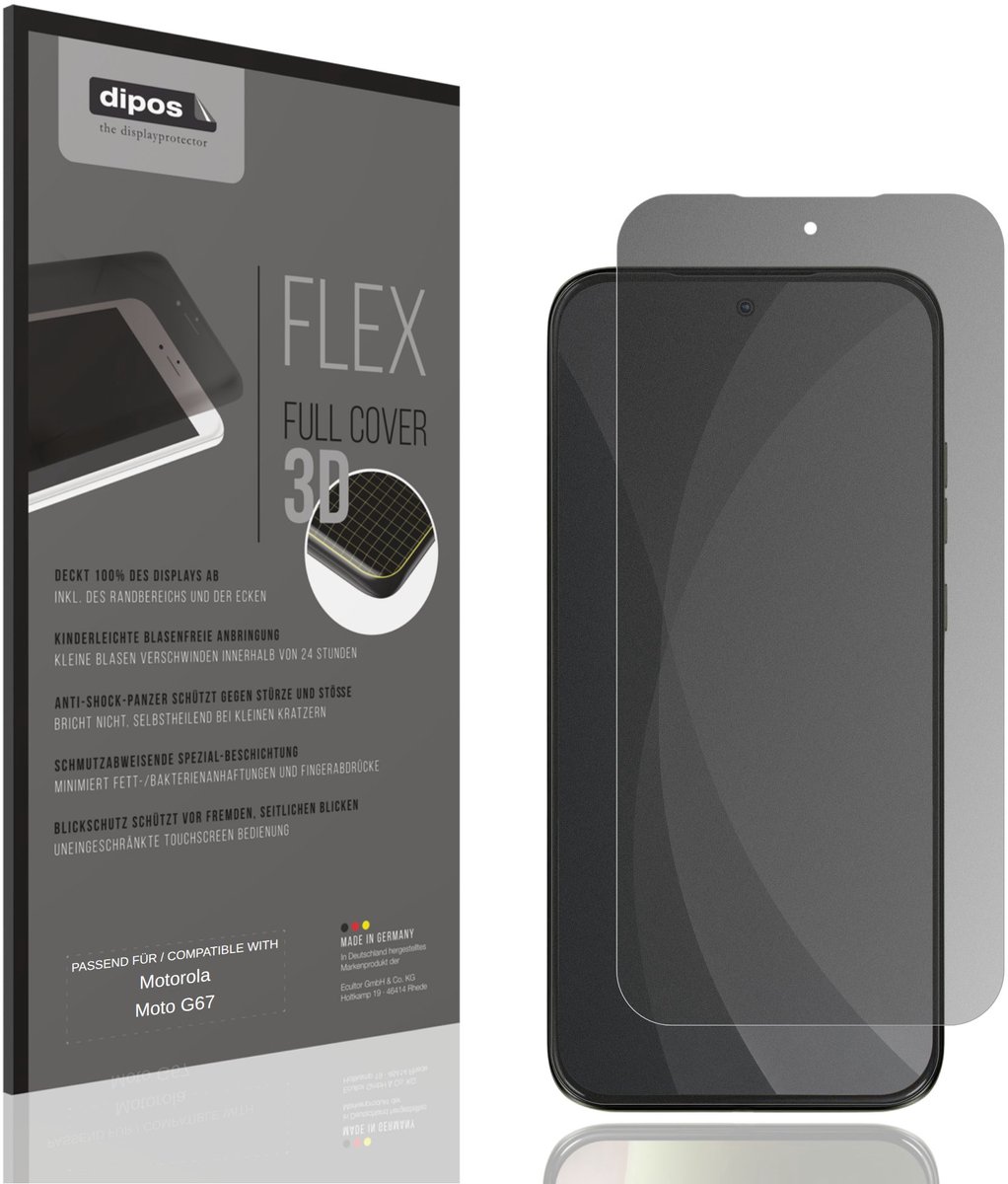 dipos FLEX – Matte Privacy Screenprotector geschikt voor Motorola Moto G67 | Volledige Schermbescherming | Case-Friendly