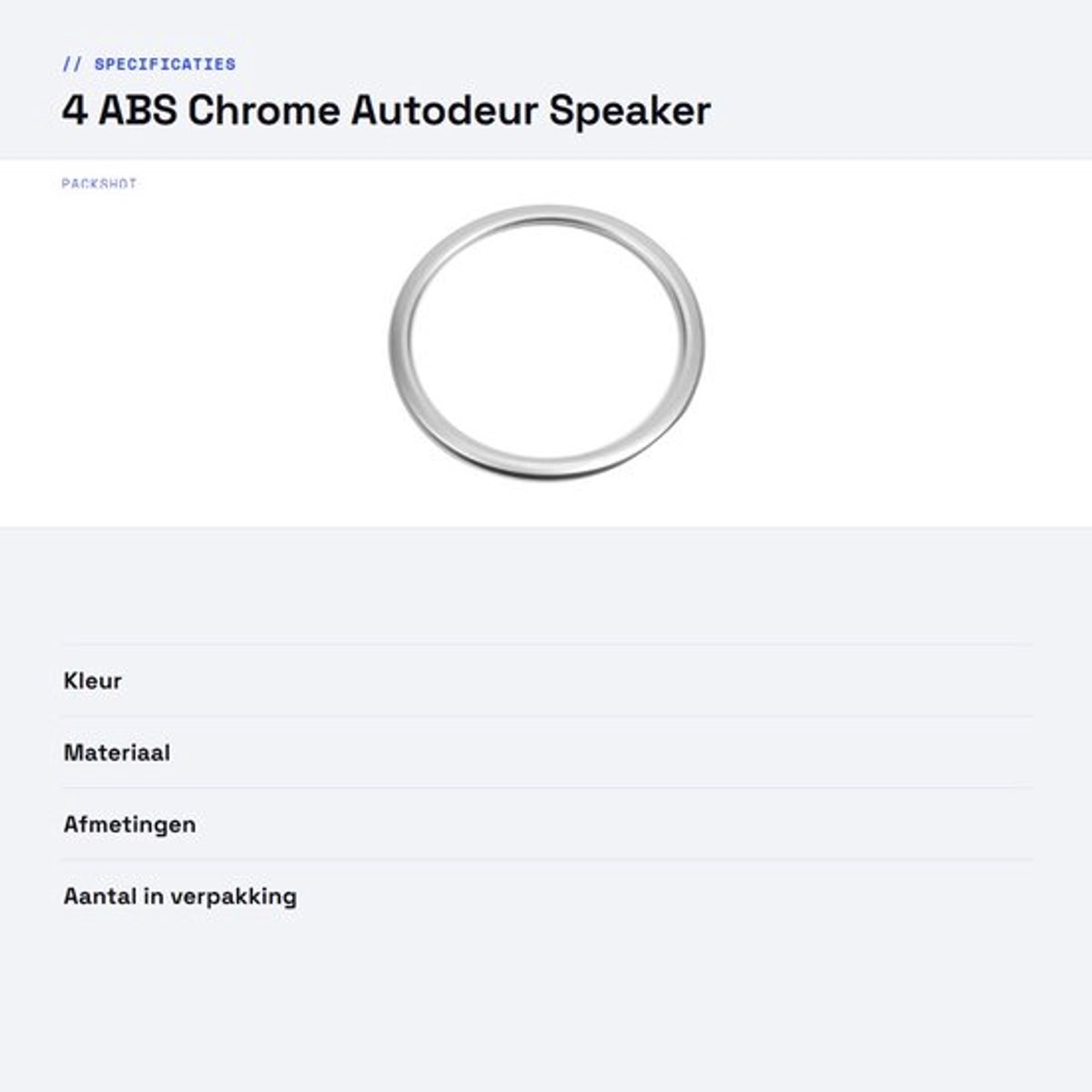 Dailygoods - 4 ABS Chrome Autodeur Speaker Ring Cover Trim - Perfecte vervanging