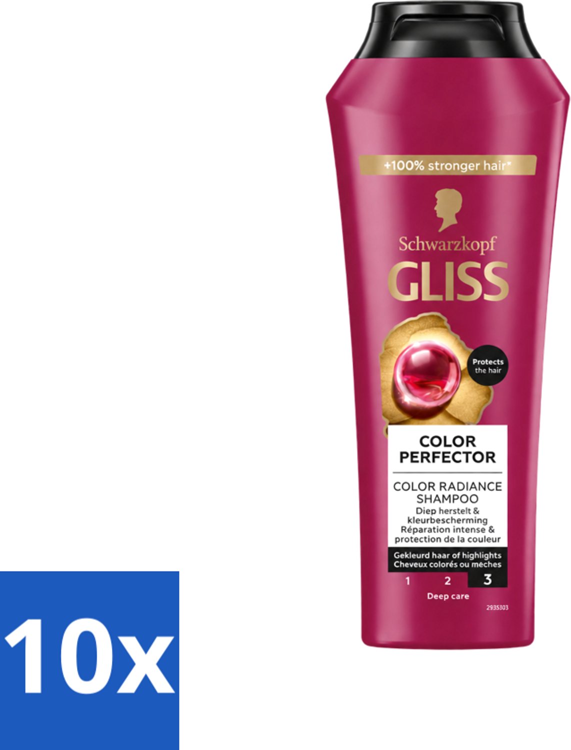 10 x Gliss - Shampoo - Color Protect & Shine - Voor Langdurige Kleurbehoud - 250 ml - Voordeelverpakking - 10 stuks