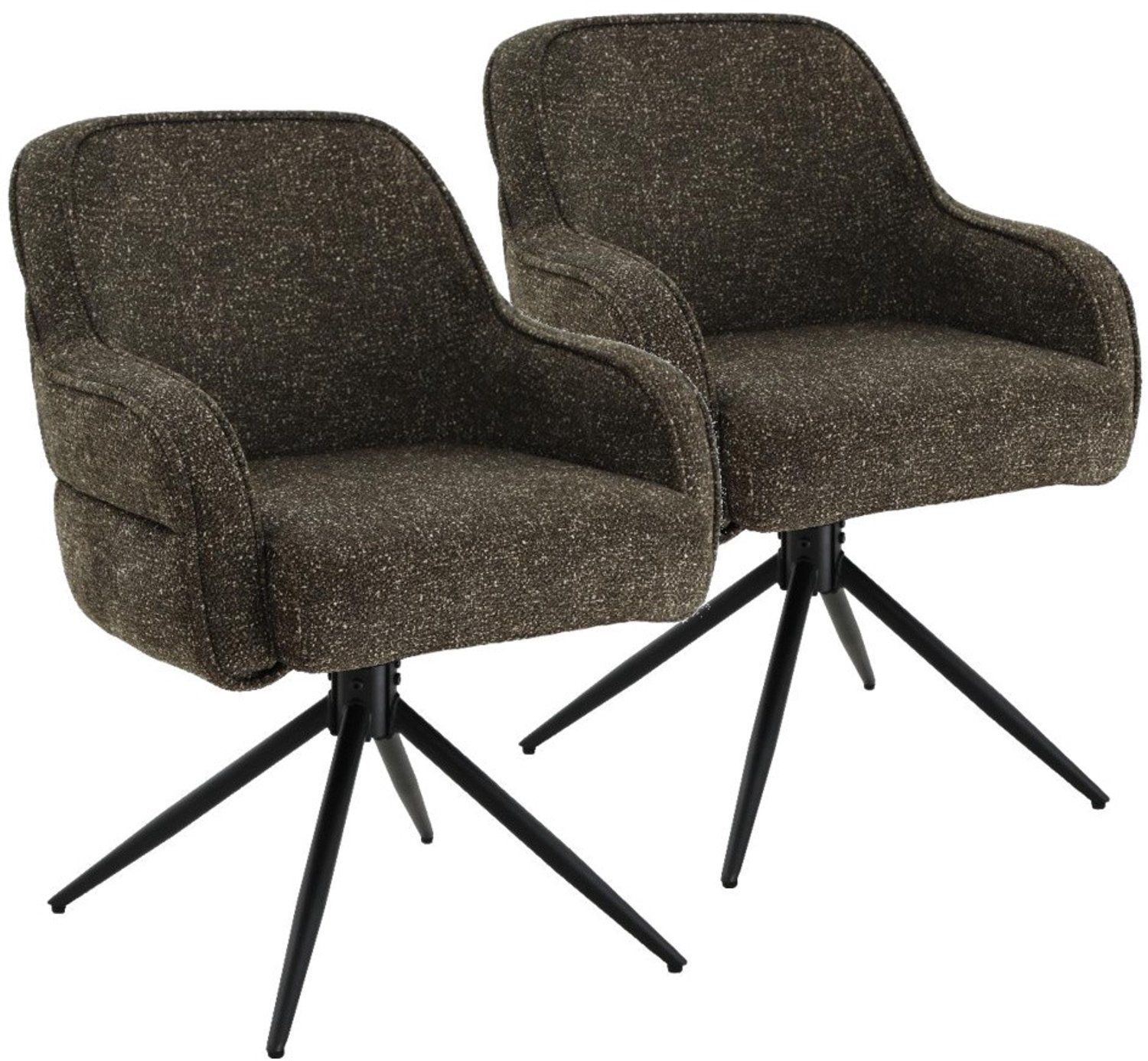 DS4U - - Loisa armstoel met terugdraaifunctie - Set van 2 - Groen - Stof
