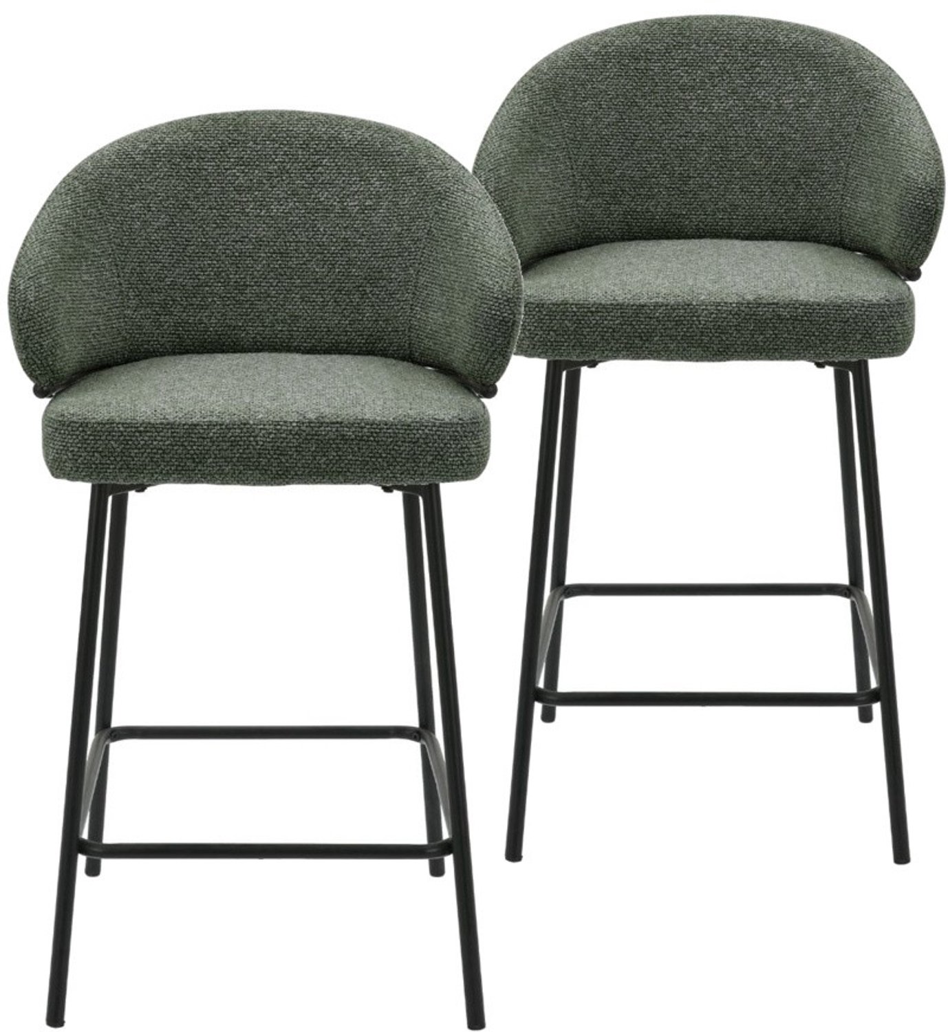 DS4U - - Sofia barkruk 65 cm - Set van 2 - Groen met zwarte poot - Stof