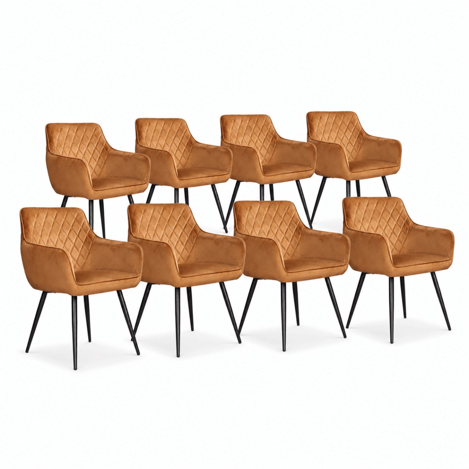 DS4U - - Ravi eetkamerstoel - Set van 8 - Goud - Velvet - Met armleuning
