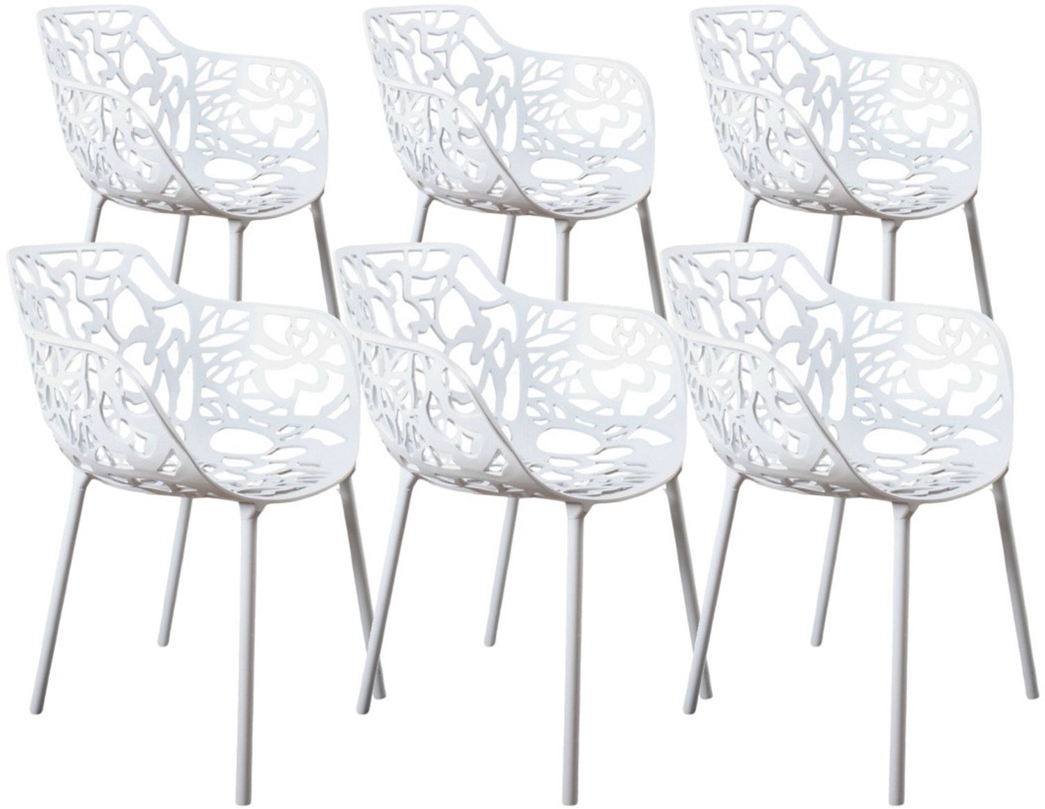 DS4U - - Cast eetkamerstoel - Set van 6 - Wit - Aluminium - Met armleuning