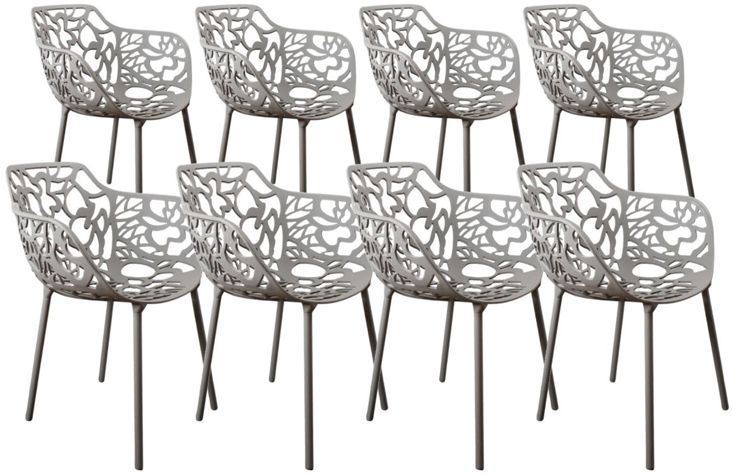 DS4U - - Cast eetkamerstoel - Set van 8 - Lichtgrijs - Aluminium - Met armleuning