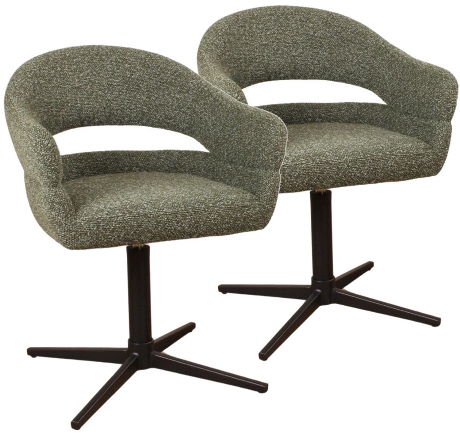 DS4U - - Mila armstoel met terugdraaifunctie - Set van 2 - Groen - Stof