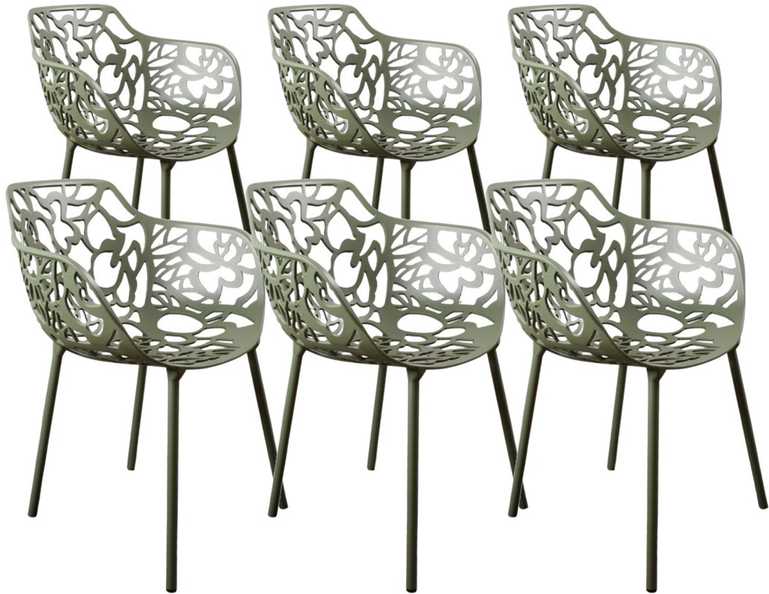 DS4U - - Cast eetkamerstoel - Set van 6 - Avocado - Aluminium - Met armleuning