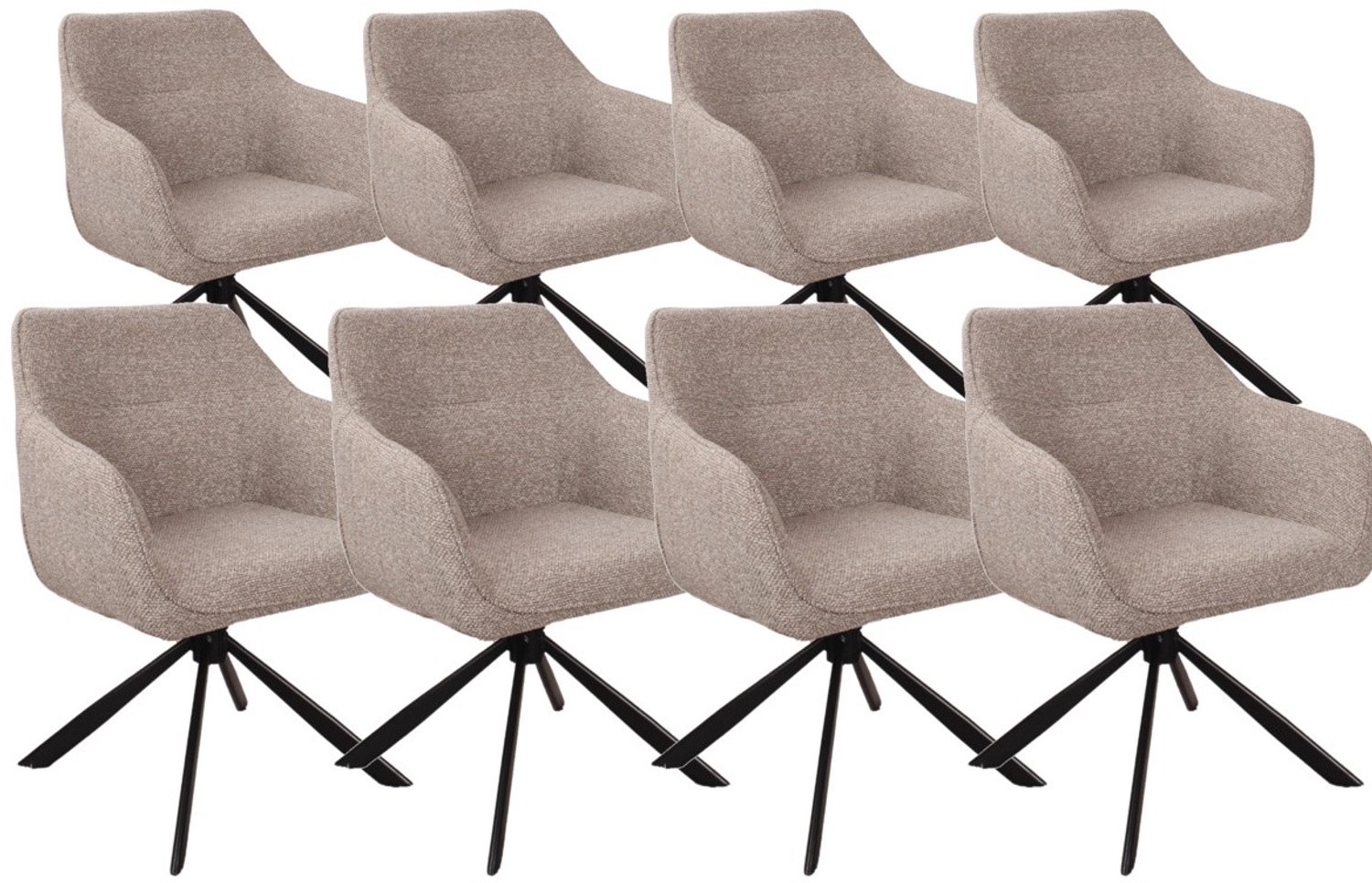 DS4U - - Seff armstoel met terugdraaifunctie - Set van 8 - Coffee - Stof