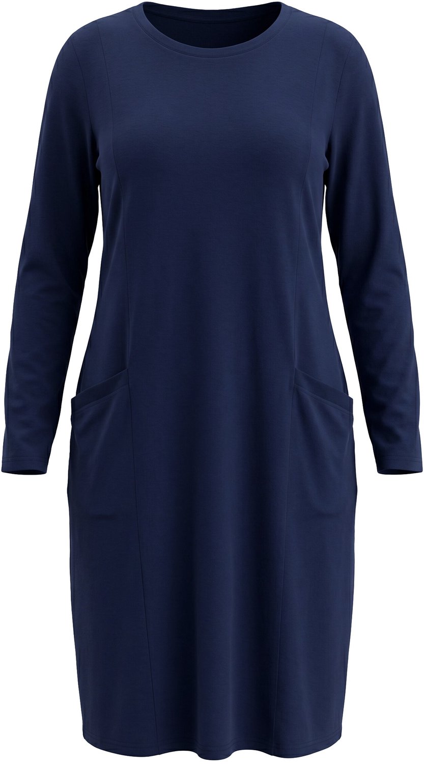 Ulla Popken - Dames - Bigshirt zakken ronde hals lange mouwen - Nachtblauw - Maat 62+