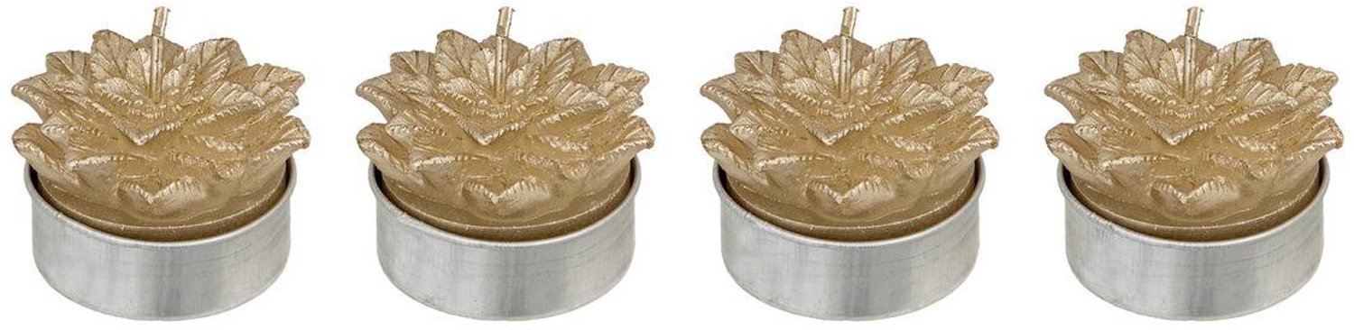 Feeric lights & Christmas Set van 4 theelichtjes met goudkleurige kerstster, 88 g Doré