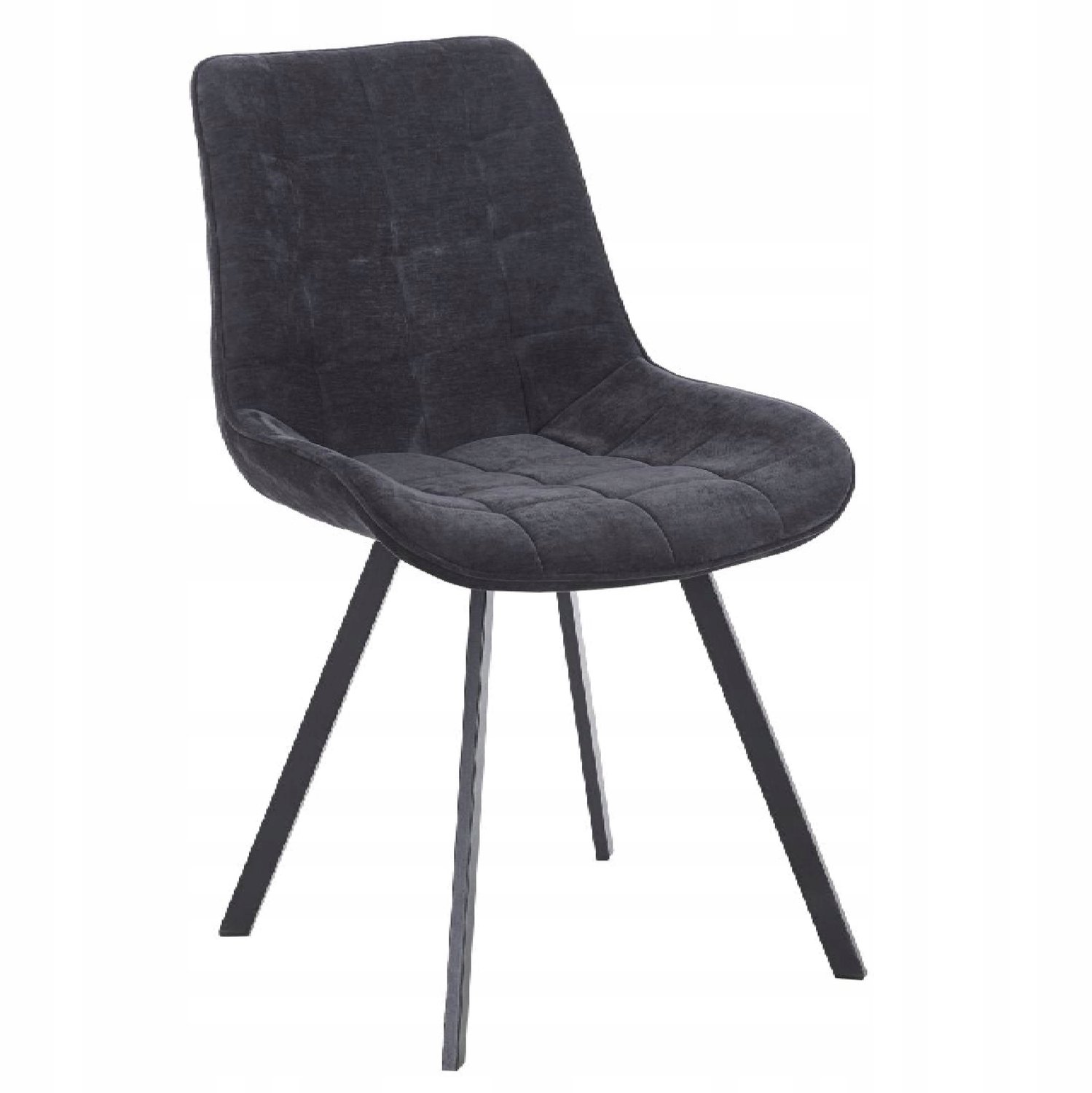 Furnitex K46-FX - Eetkamerstoel - Zwart - Chenille bekleding - Zwart metalen onderstel