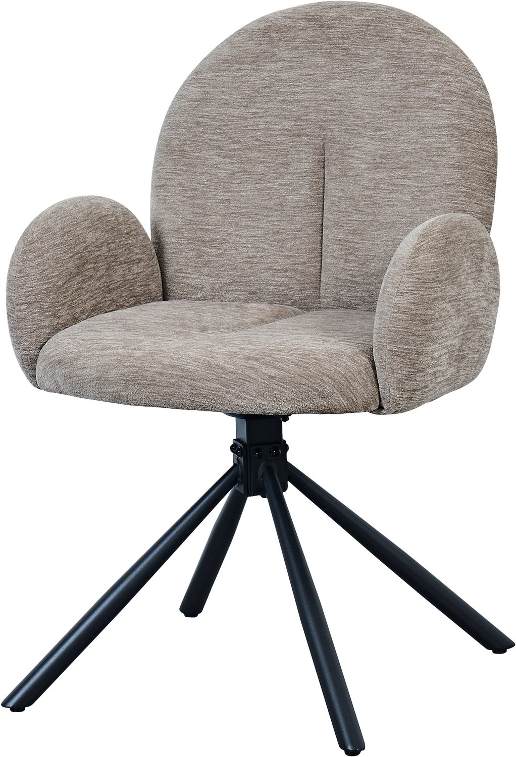 SONNENH Draaibare eetkamerstoelen set van 2 - Taupe chenille - Gepolsterd met armleuningen - Zwarte metalen poten Taupe met zwarte poten