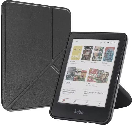 Scoby Hoesje Geschikt voor Kobo Clara BW en Colour - Luxe Bescherm Case - Trifold - Book Cover - Tablet Cover - Zwart - 2 stuks — afbeelding 5
