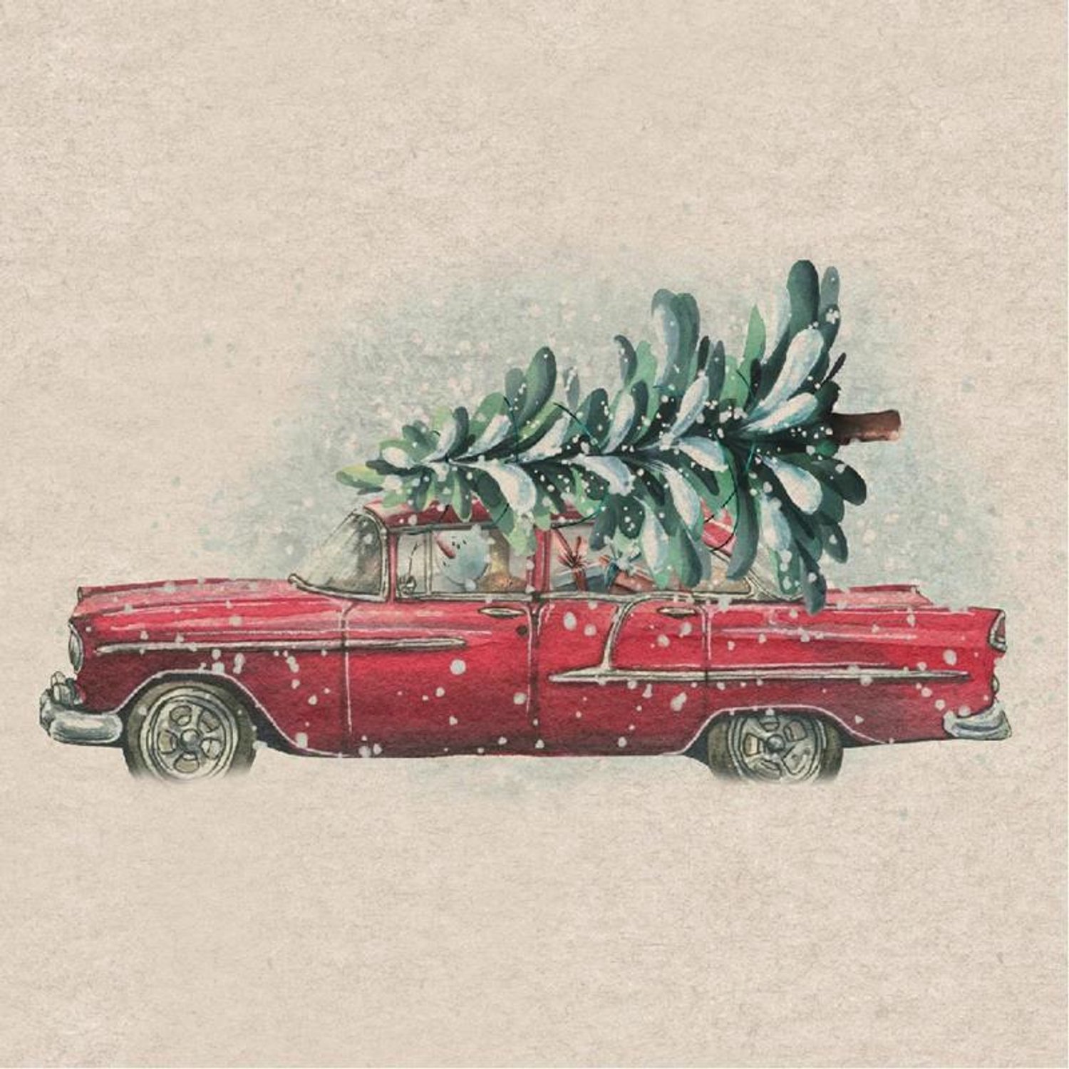 Duni - Servet l33x33 cm car xmas tree 20st