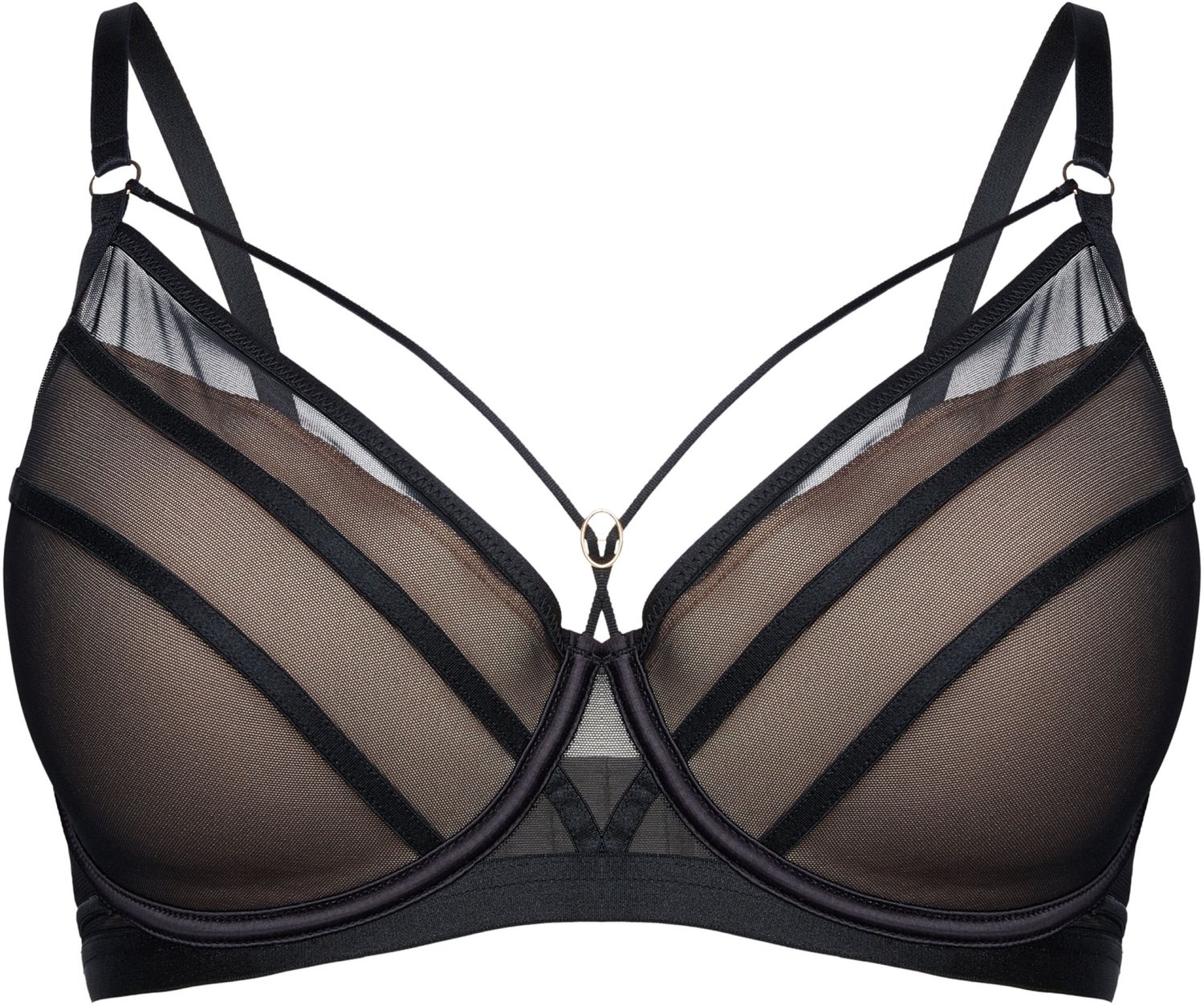 ESOTIQ Glam - Push-upbeha - Zwart - 70F - Met beugel en transparante netstof
