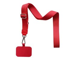 Zanae, Universeel Telefoonkoord Schouderband Smartphone met Metalen Musketonhaak, Rood