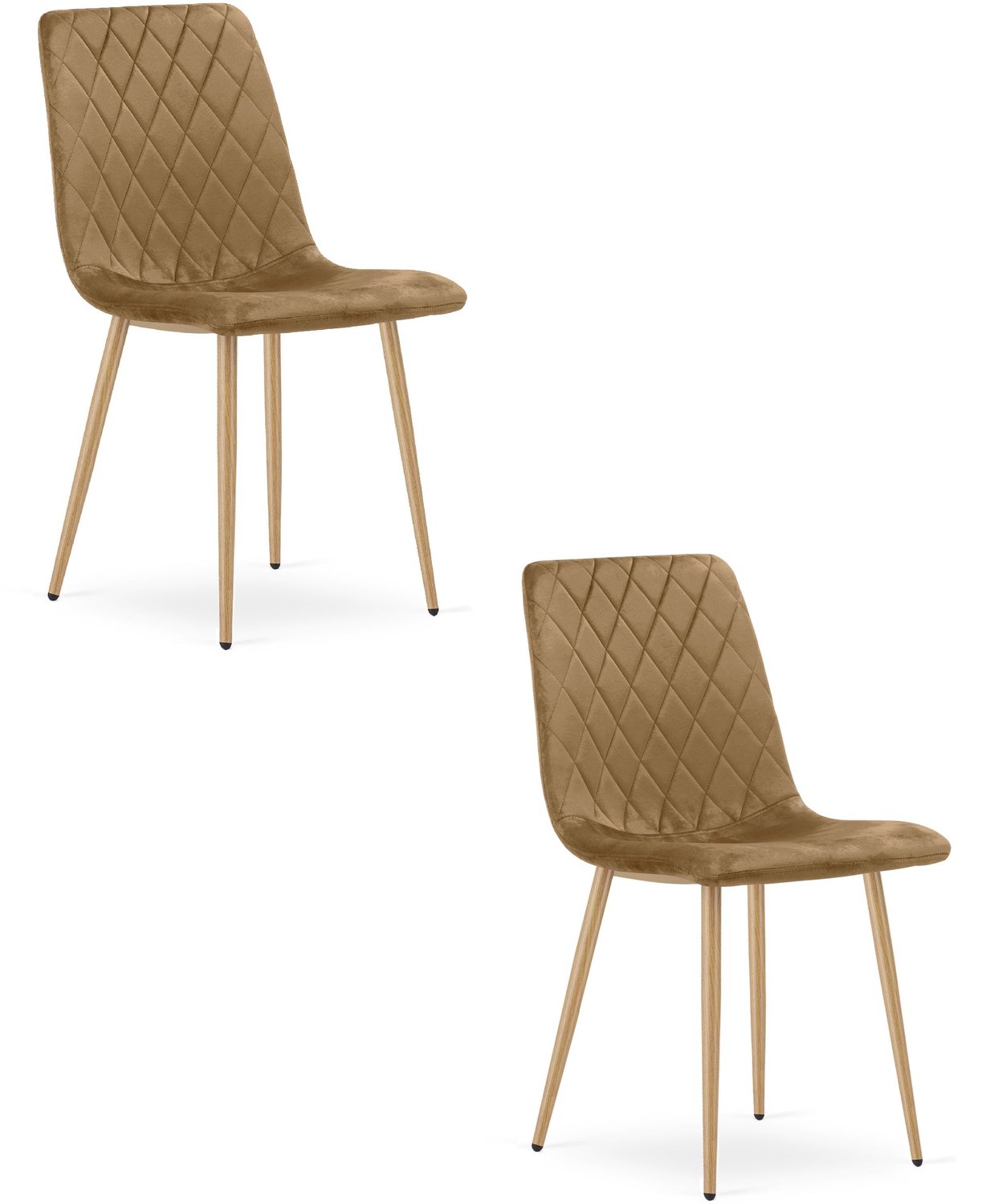 LEOBERT TURIN Eetkamerstoelen – Set van 2 – Groen Velvet – Houten Poten – Comfortabele Ergonomische Zitting – Modern Design – Velvet Stoel voor Woonkamer, Keuken en Eetkamer – Max. 110 kg per Stoel