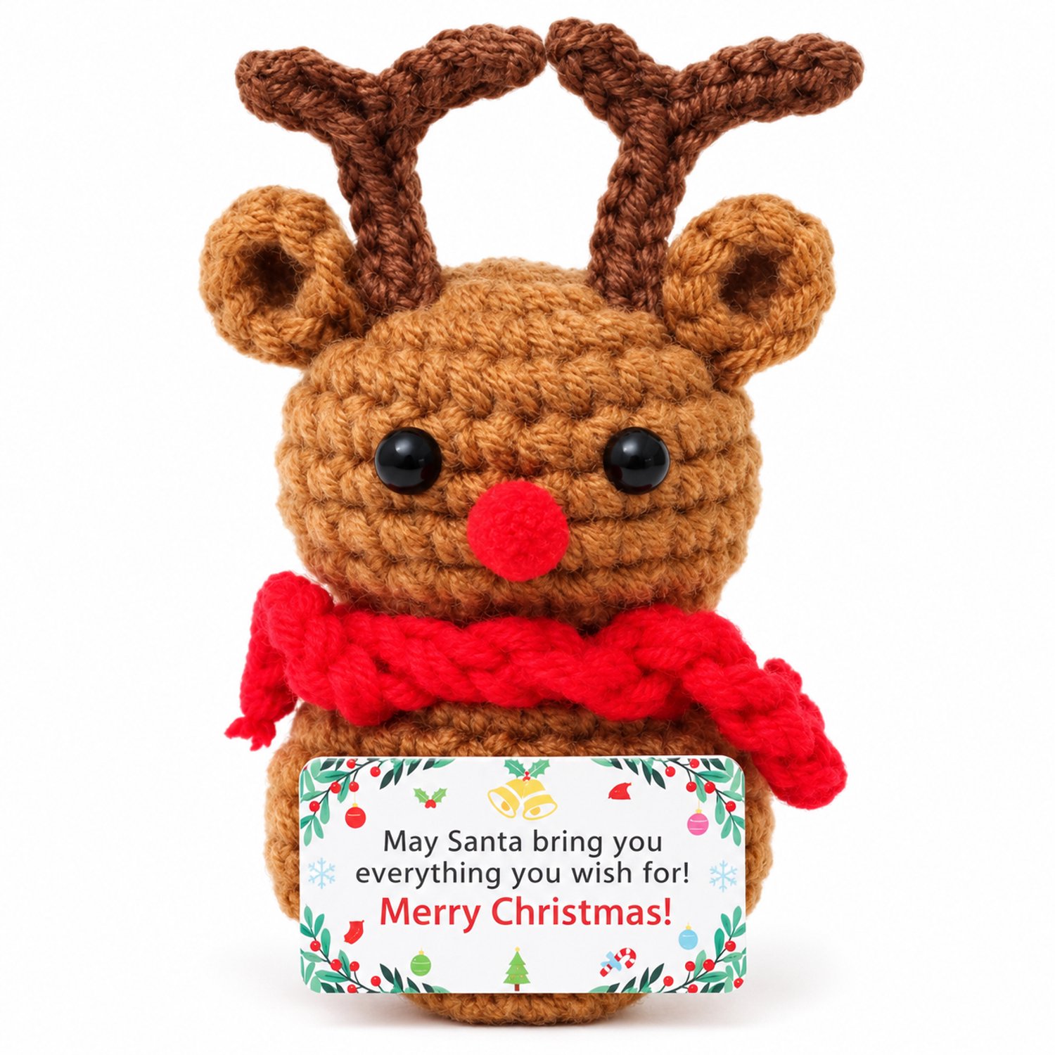 Nina’s Giftshop® Gehaakt Rendier Kerst Poppetje – Handgemaakte Kerstdecoratie en Kerstcadeau