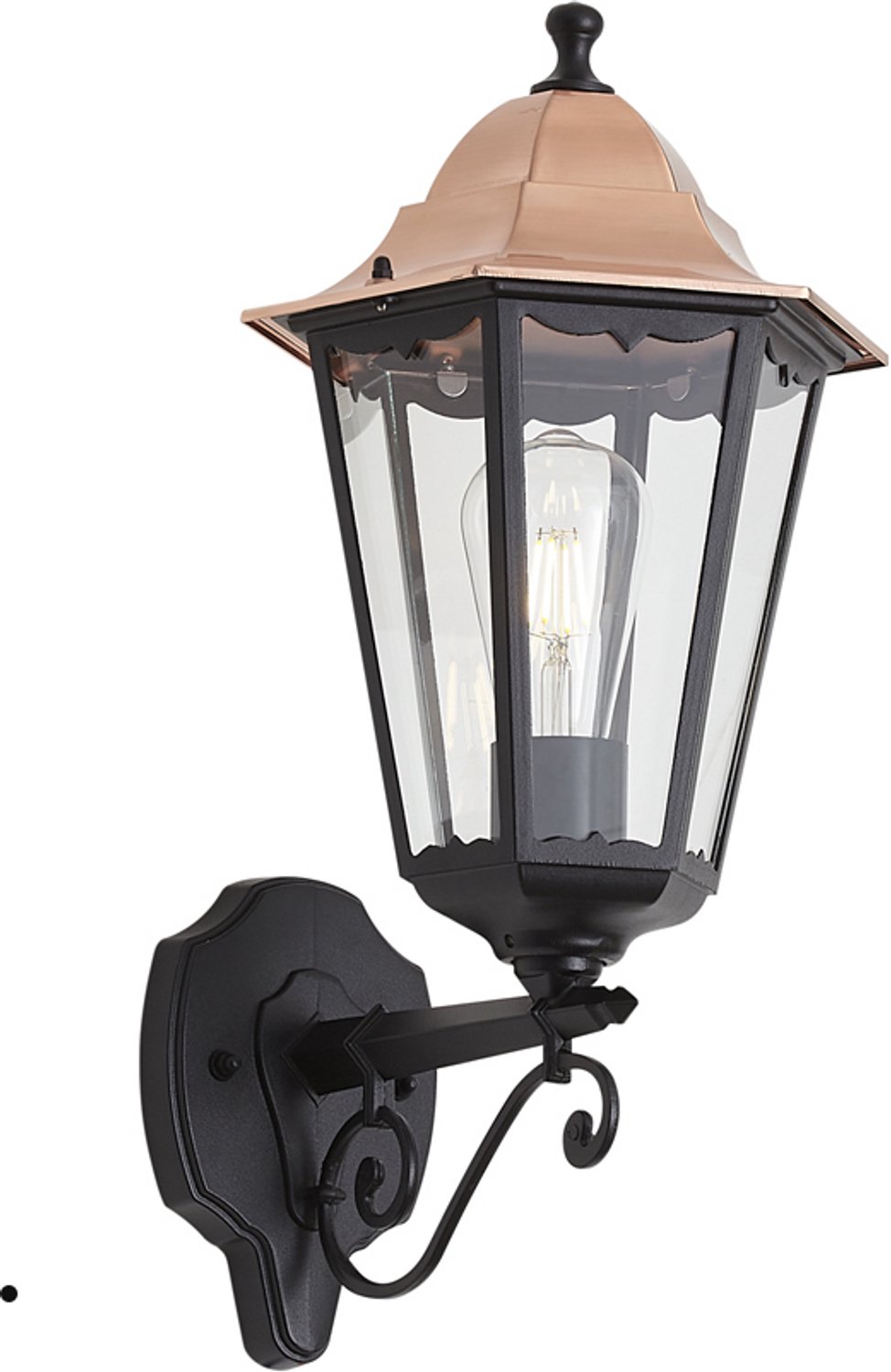 Qazqa klassiek wandlamp, buitenlamp met glas voor in de tuin - Havana - zwart, max. 15W, geschikt voor led, 28.5cm, IP44