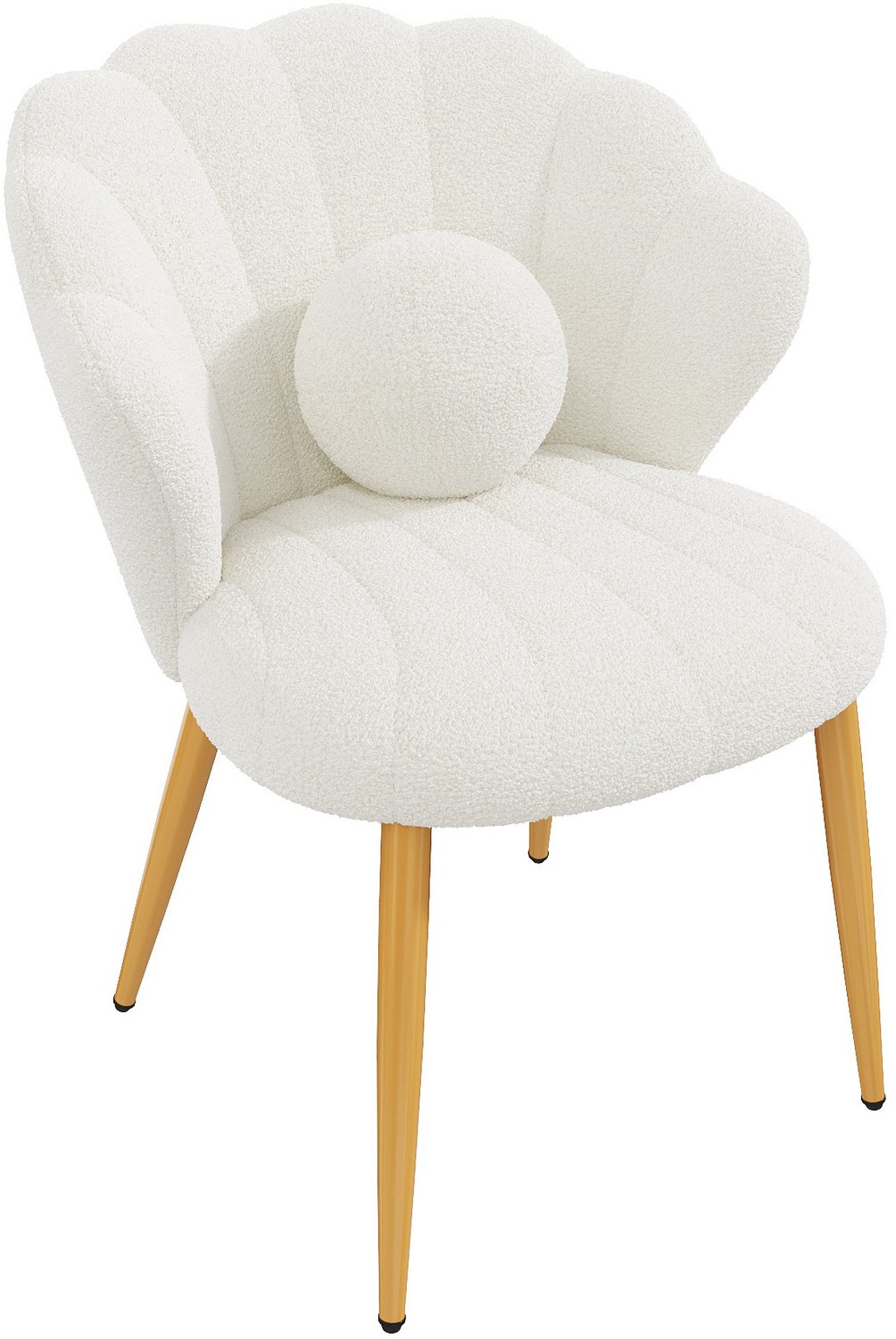 MODENUIT Kuipstoelen - Teddystof en Metalen Poten - Voor Eetkamer en Kaptafel - Wit - Set van 4