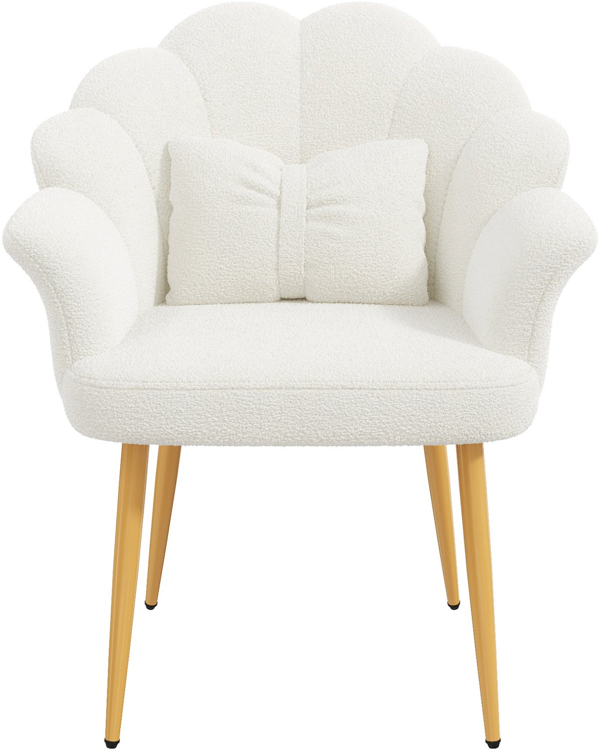 MODENUIT Eetkamerstoelen - Set van 4 met Armleuningen - Voor Eetruimte - Teddystof - Wit - 64x65,5x85 cm