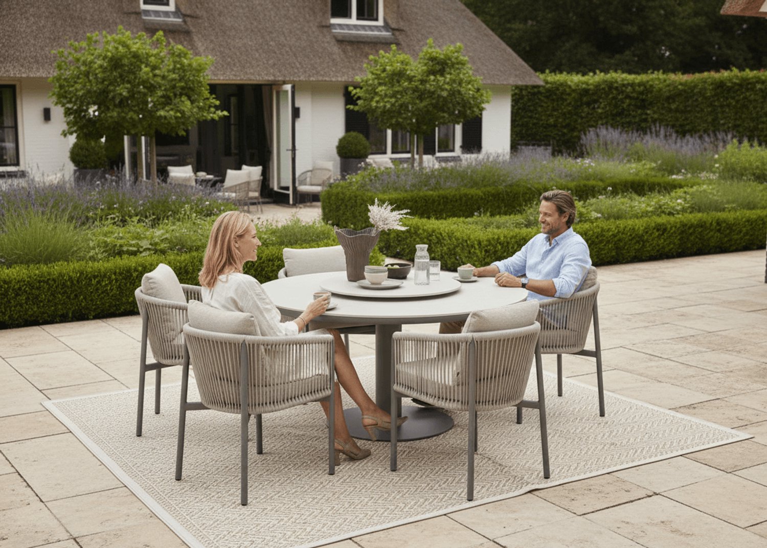 Apple Bee Bora Bora Garden Dining Set 7-Piece - Taupe - 6 People - Rope