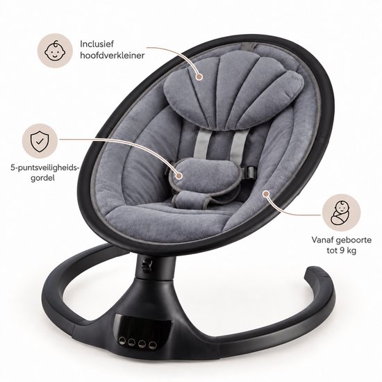 X Adventure Wipstoel Elektrisch Rocco / Schommelstoel Met Bluetoothfunctie & Afstandsbediening- Velvet Antra van X Adventure — afbeelding 2
