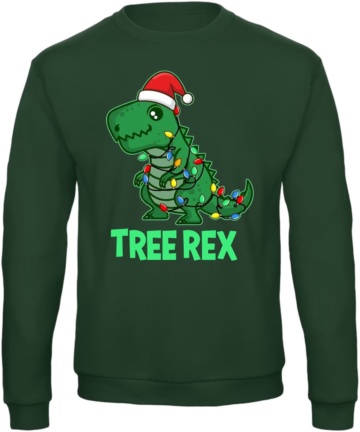 Tree Rex Kersttrui - Dames Heren - Dinosaurus - Unisex - Kerst Cadeau - Grappig - Foute Kersttrui - Donkergroen - Maat M