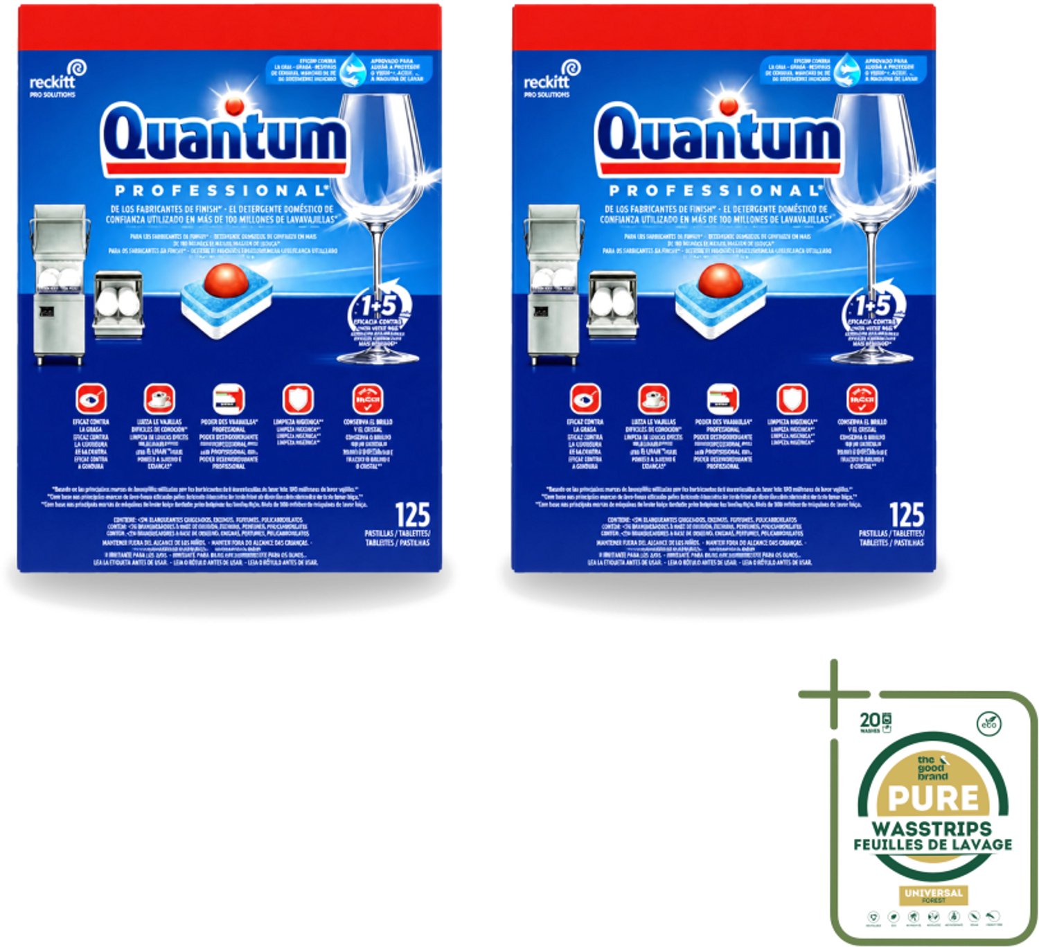 2 x Finish – Vaatwastabletten – Quantum Pro All-in-One – 125 Capsules - Wasstrips - Vaatwastabletten - Professionele Vaatwasser - Korte Wascycli - Reinigingskracht - Hygiëne
