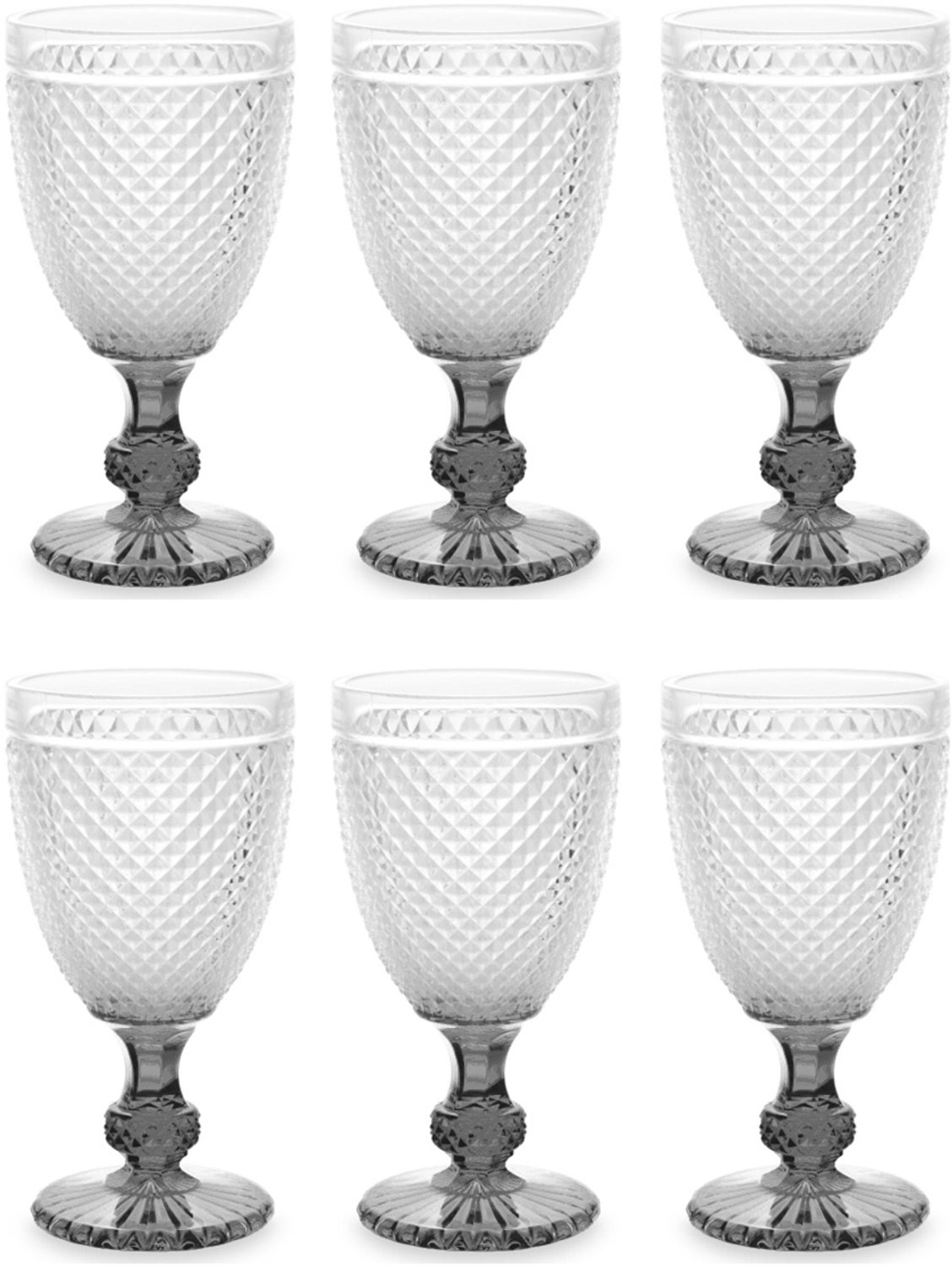 Vivalto - Waterglas met kristalpatroon, 256 ml, 6 stuks