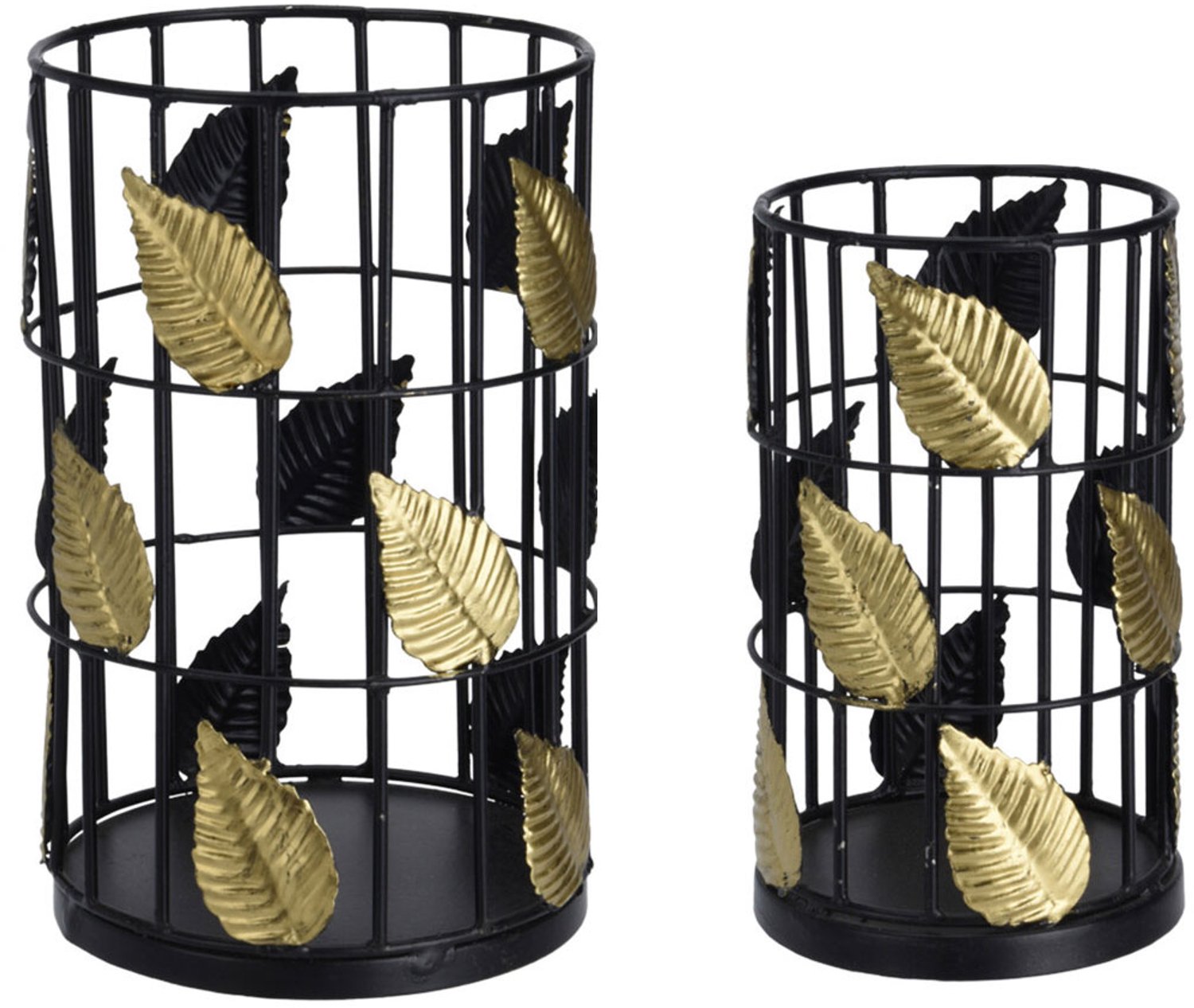 EH Excellent Houseware - Metalen kaarsenhouders voor theelichtjes, decoratieve bladeren, 2 stuks