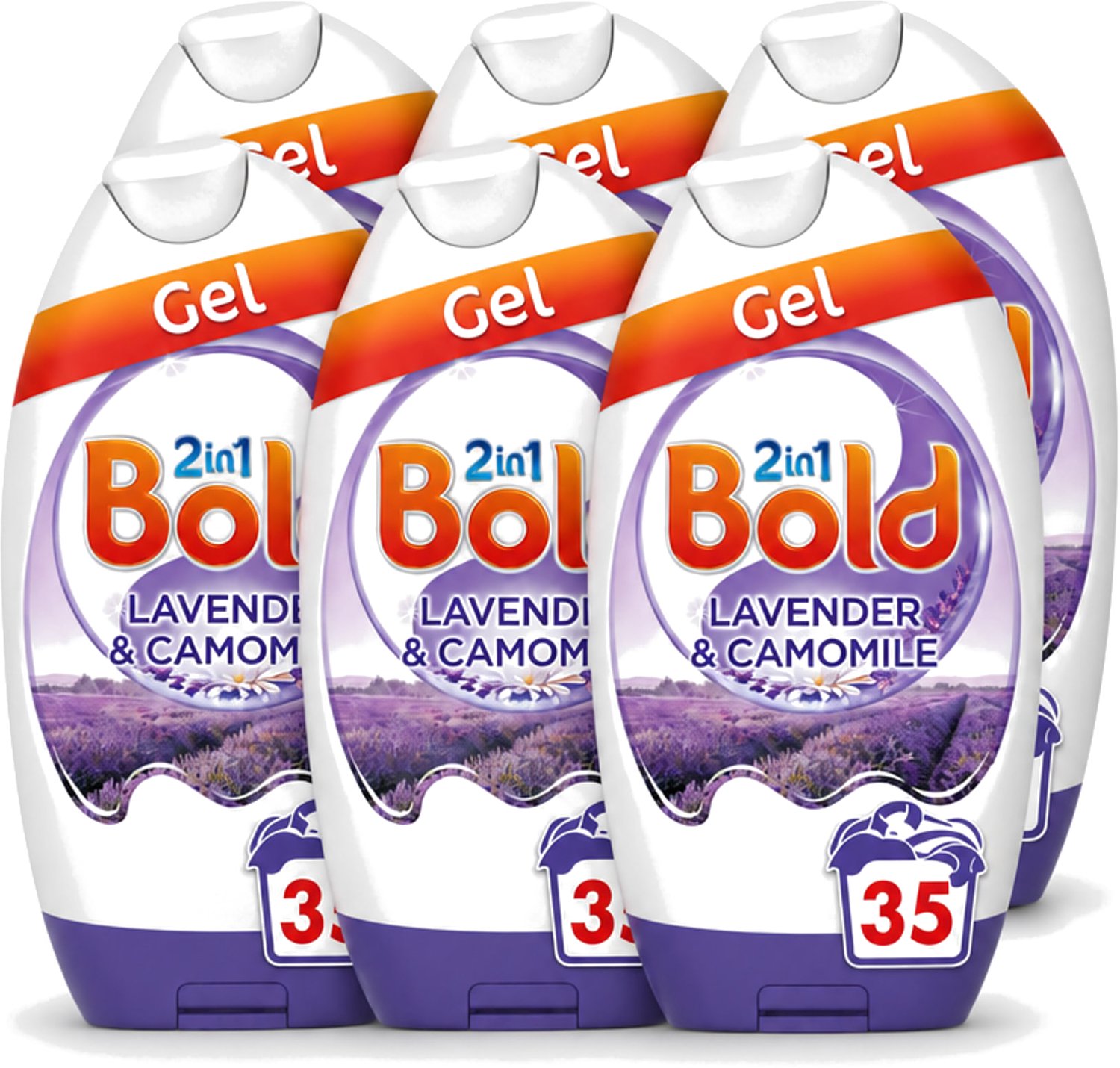 6 x BOLD - Wasgel - 2 in 1 - Lavendel en Kamille - 35 Wasbeurten - Voordeelverpakking - 6 stuks