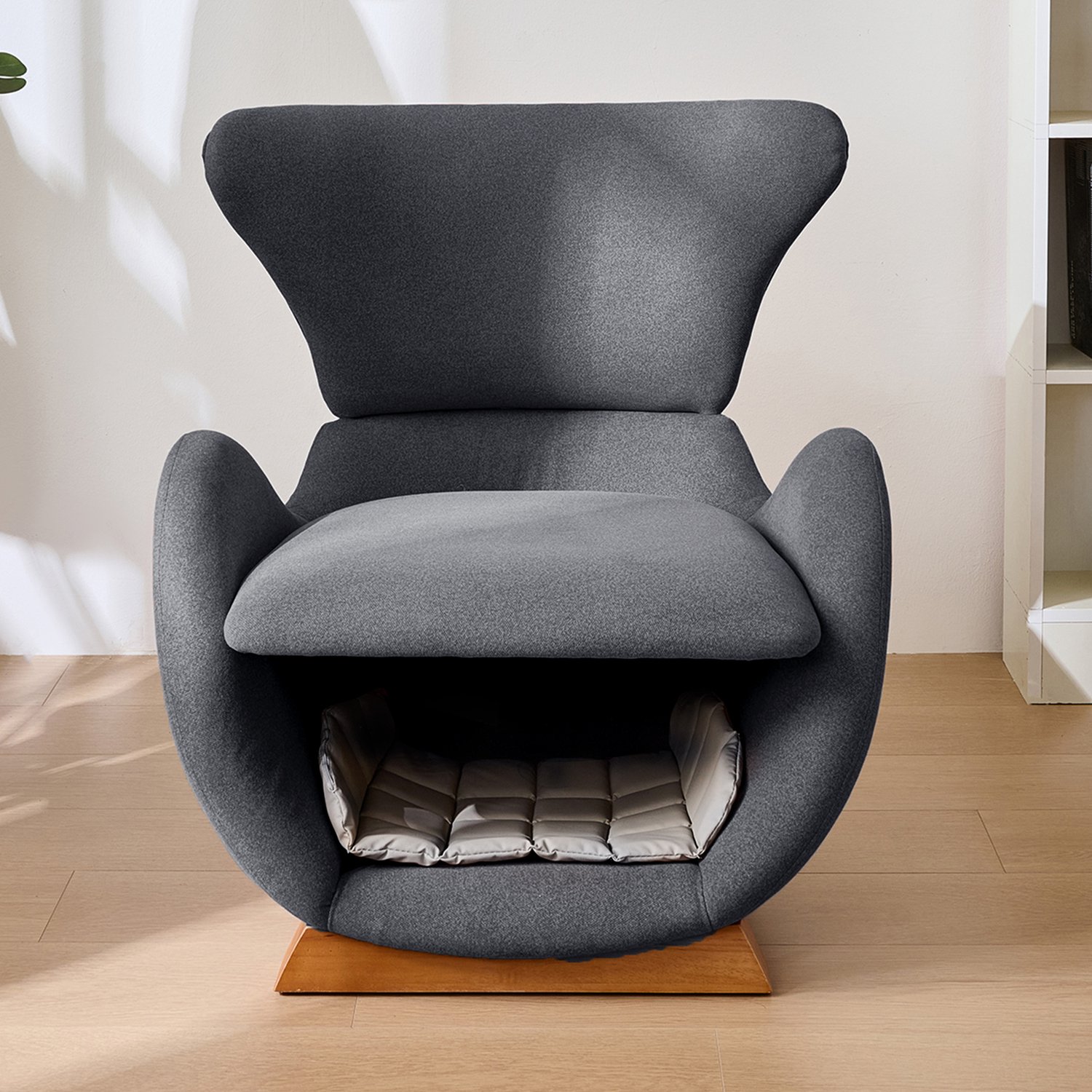Welltin Fauteuil met kattenhol - krasbestendige stof - houten frame - 150 kg - 66 x 69 x 76 cm - Grijs
