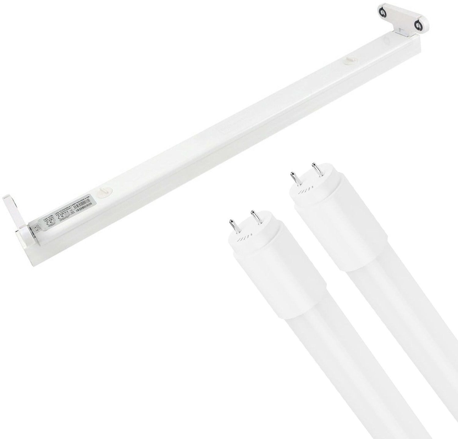 BES LED LED TL Armatuur met T8 Buis - Aigi Dybolo - 60cm Dubbel - 18W - Helder/Koud Wit 6500K - IP20