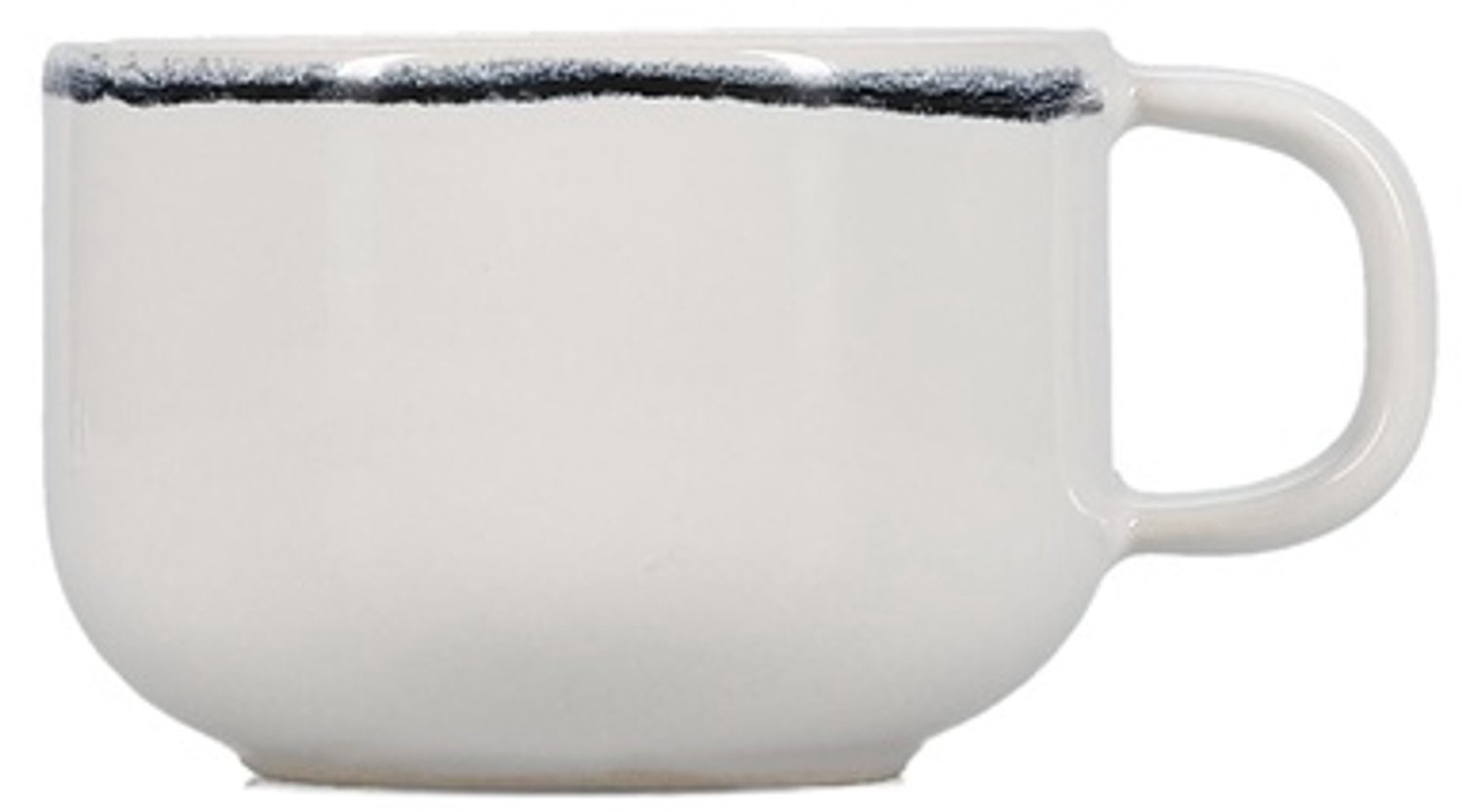 Fameilleur kop 22cl zwart rim Fade set van 4 - stenen koffiekop en theekop, voor koffie, cappuccino en thee, vaatwasser- en magnetronbestendig, voedselveilig, servies voor thuis, restaurant en horeca, mooi als cadeau