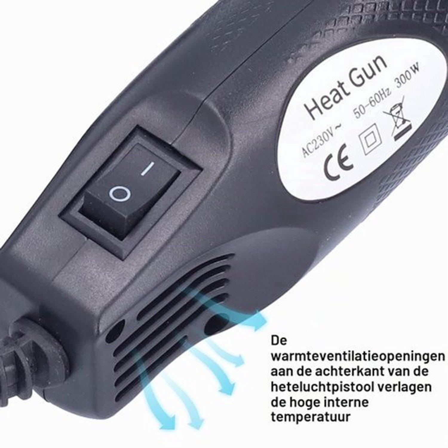 Hittekanonnen 300W ABS Shell 200℃ Handheld Heteluchtpistool voor DIY voor Verwarming Krimpfolie Reliëf Poeder Rubber Stempel(European standard 230V)