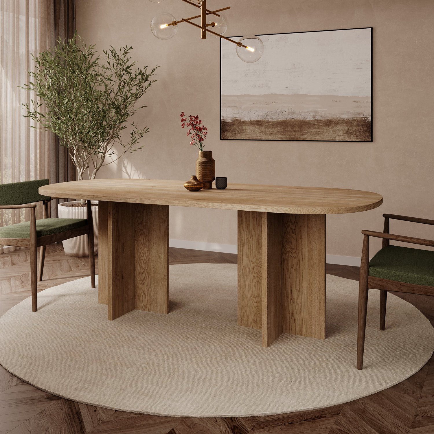 MEUBELLA Langley - Eetkamertafel - Eikenpatroon - 204x90x75 cm