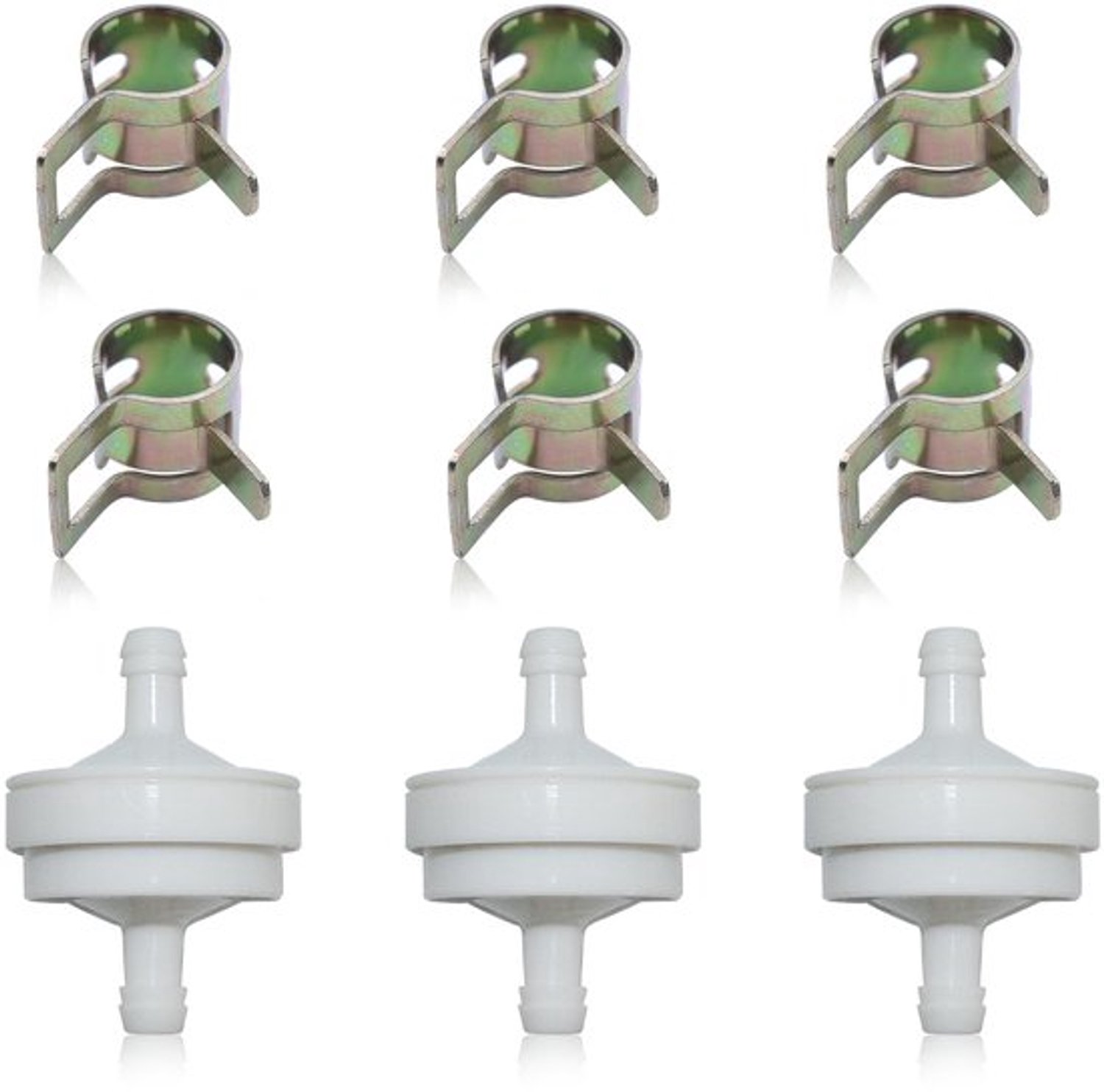 Set van 3 benzinefilters voor zitmaaier, oliefilter met klemmen voor olieslang, vervanging voor 394358 298090 297298