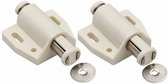 TLVX 2 stuks Push to Open magneetsnapper Wit / Beige / Magneetsluiting Druksnapper / Erg sterk / Zinaps Kastdeur magneet / Deurmagneet / Push Deurmagneten voor kastjes / Meubel magneet / Deursluiting / Deuropener / Greeploze Deursluiting Magnetisch