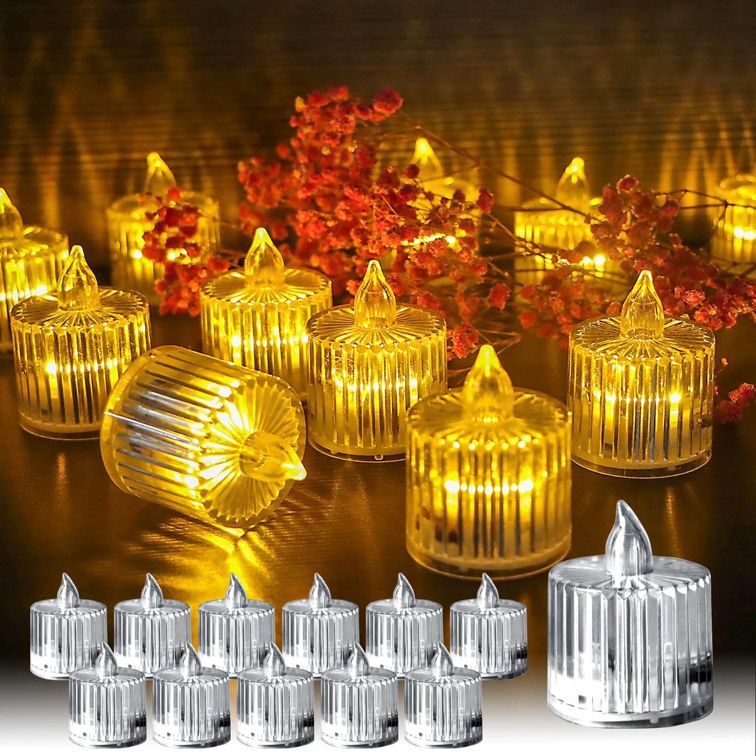 Set van 12 LED Theelichtjes voor Decoratie