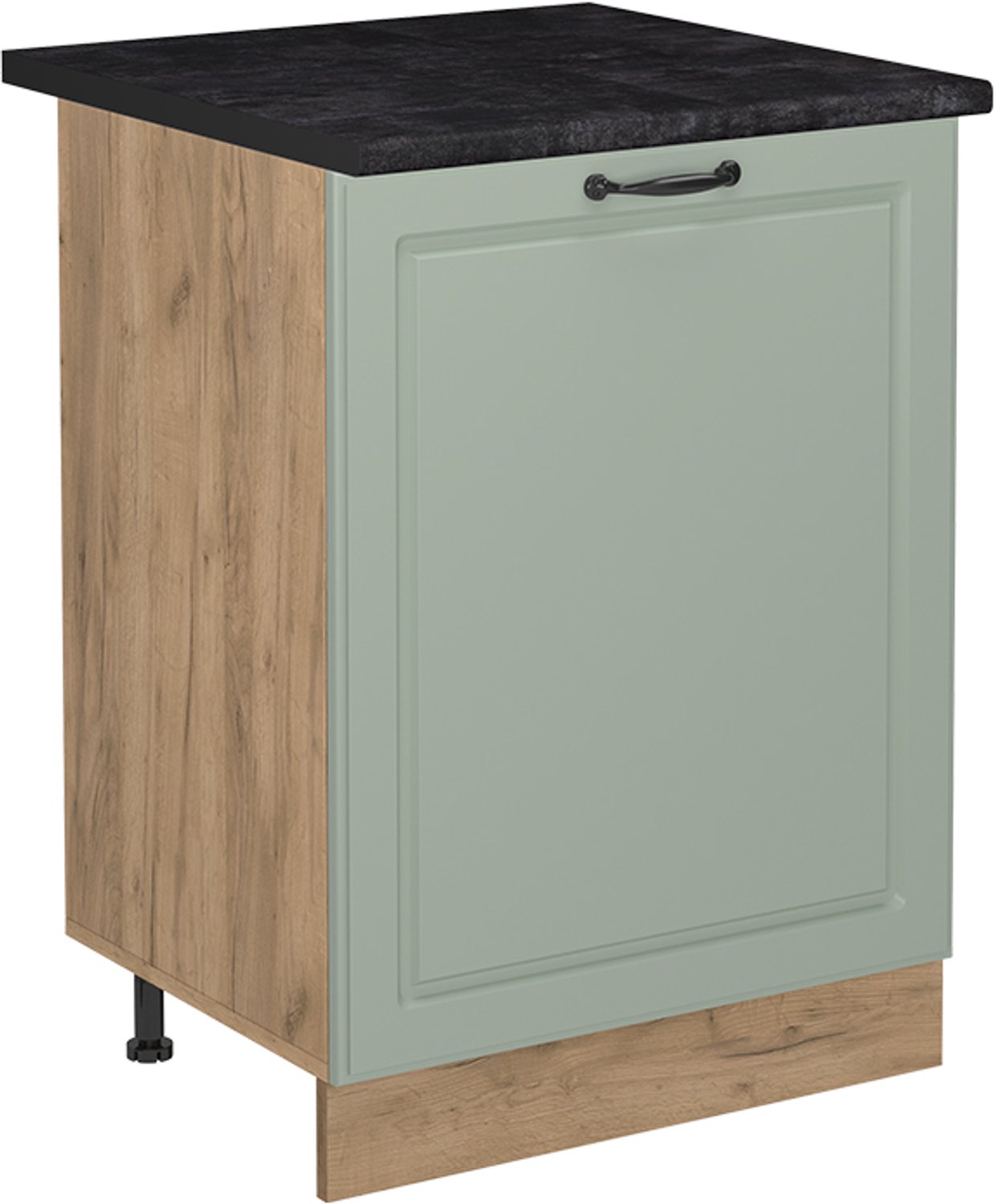 Vicco Keukenonderkast R-Line, Mint landelijk/Goudkleurig Eiken, 60 cm met 1 deur antraciet werkblad