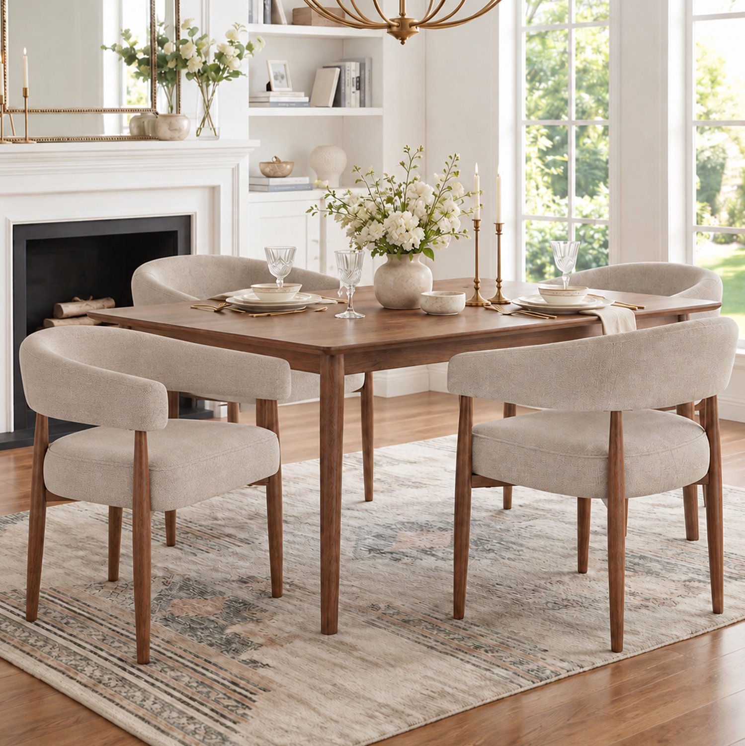 CHICFURN Eetkamerstoelen set van 2 - Met armleuningen - Metalen poten - Taupe