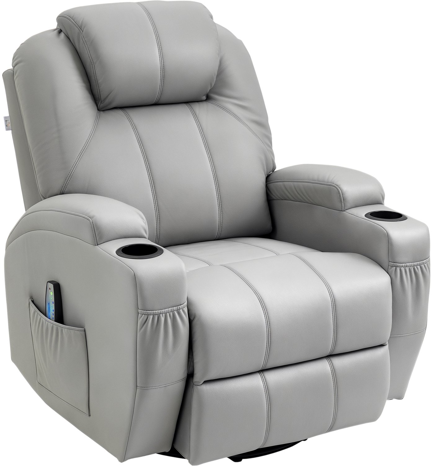 HOMCOM massagefauteuil met 8 massagezones en verstelbare rugleuning - Relaxstoel - Ligfauteuil - Grijs