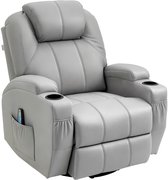 HOMCOM massagefauteuil met 8 massagezones en verstelbare rugleuning - Relaxstoel - Ligfauteuil - Grijs