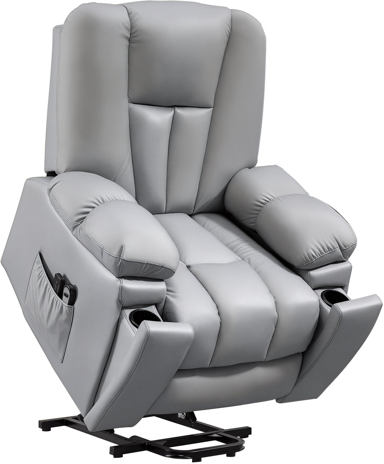 Homcom Relaxfauteuil met Sta-op Functie - Massagestoel met Zijvakken - Donkergrijs