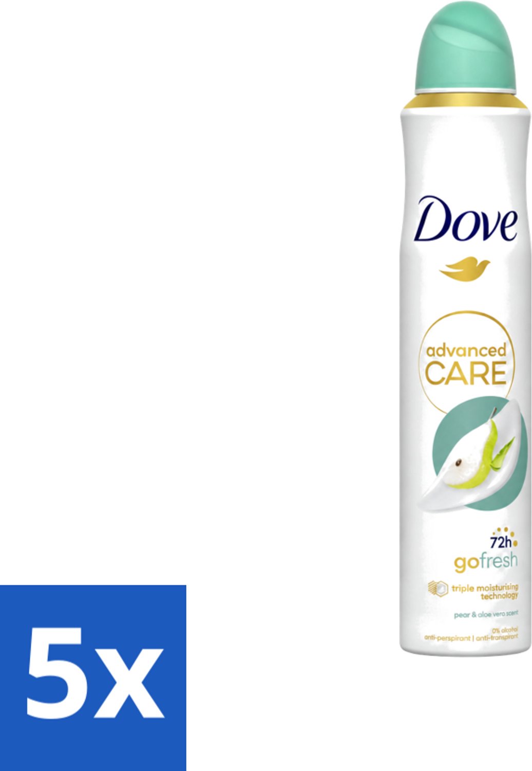 5 x Dove Deodorant Spray - Peer & Aloë Vera - 200 ml - Voordeelverpakking - 5 stuks