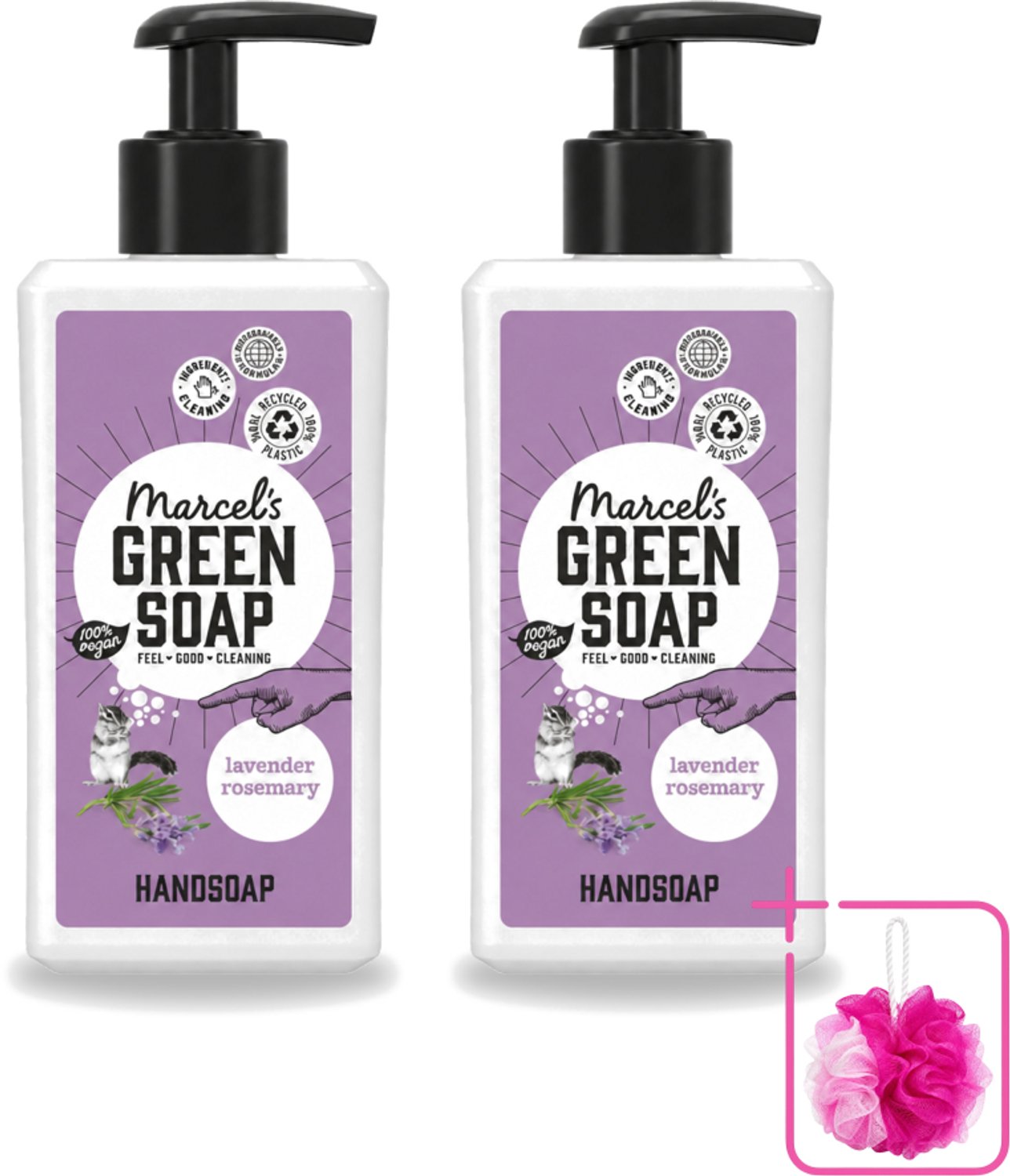 2 x Marcel's Green Soap - Handzeep - Lavendel & Rozemarijn - Zachte verzorging - 250 ml - Bulkverpakking - Handzeep - Douchemop - Handen verzorgen