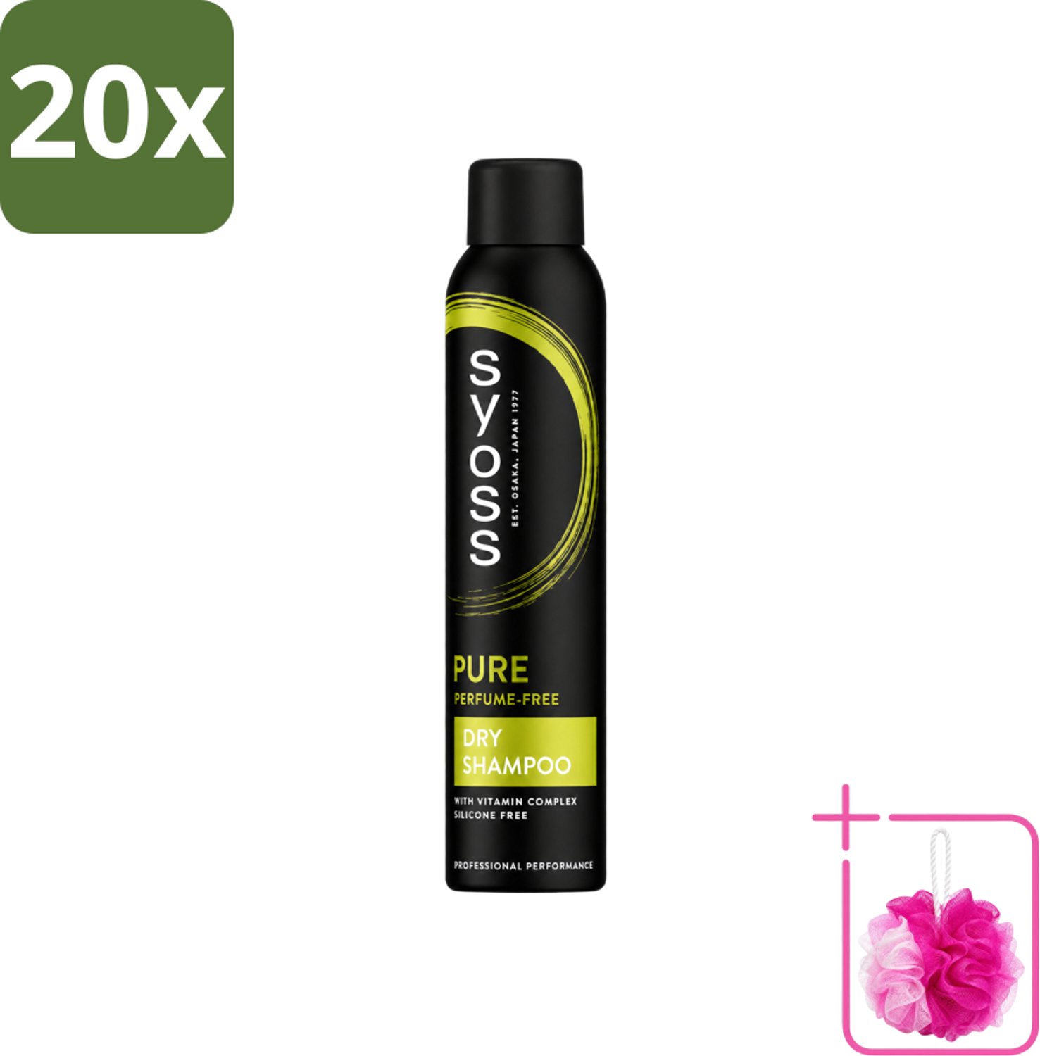 20 x SYOSS - Pure - Perfume Free - Droogshampoo - Shampoo - Langdurige Styling - 200ml - Bulkverpakking - Droogshampoo - Douchemop - Fris haar